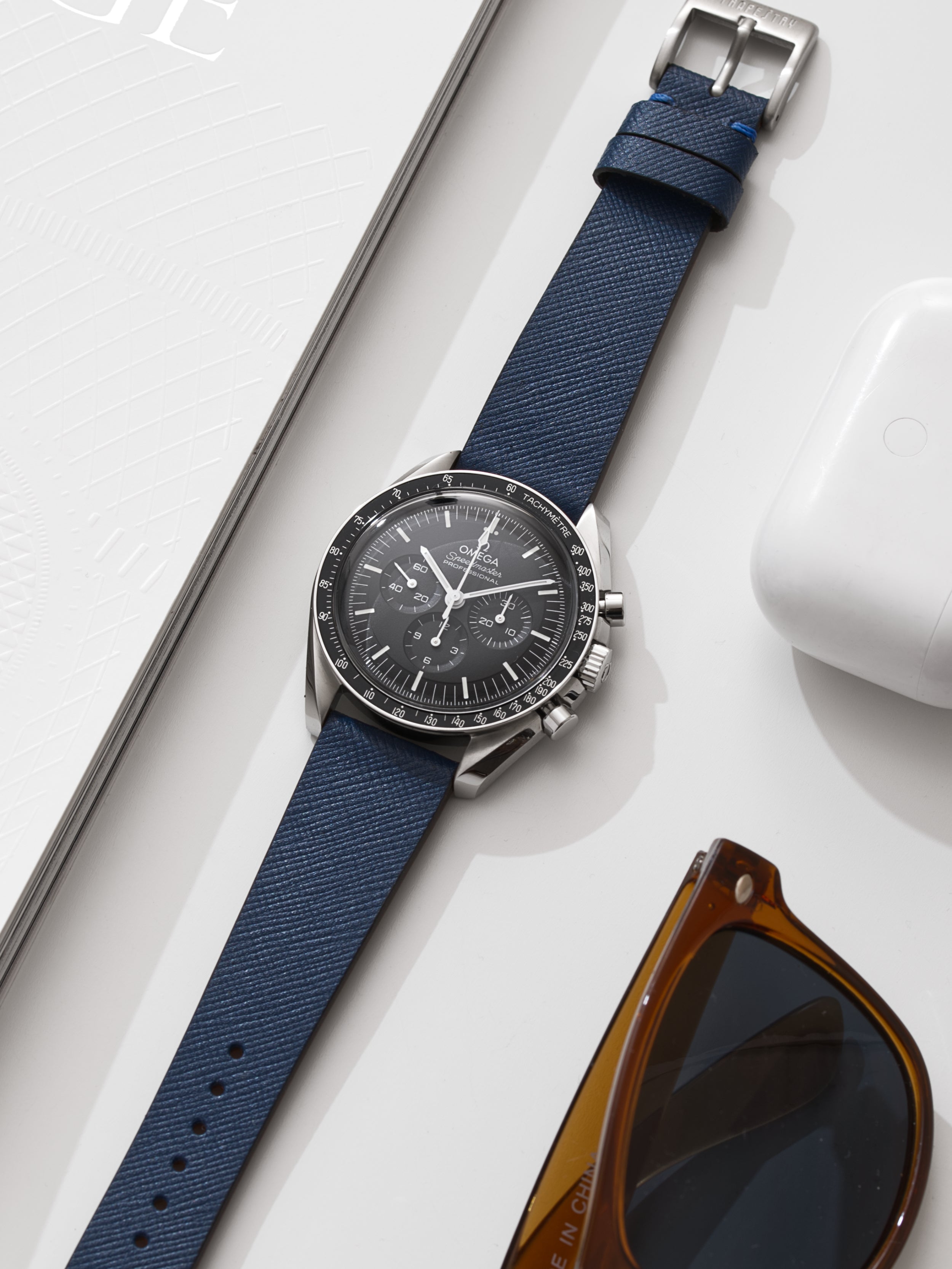 Blue Saffiano Leather