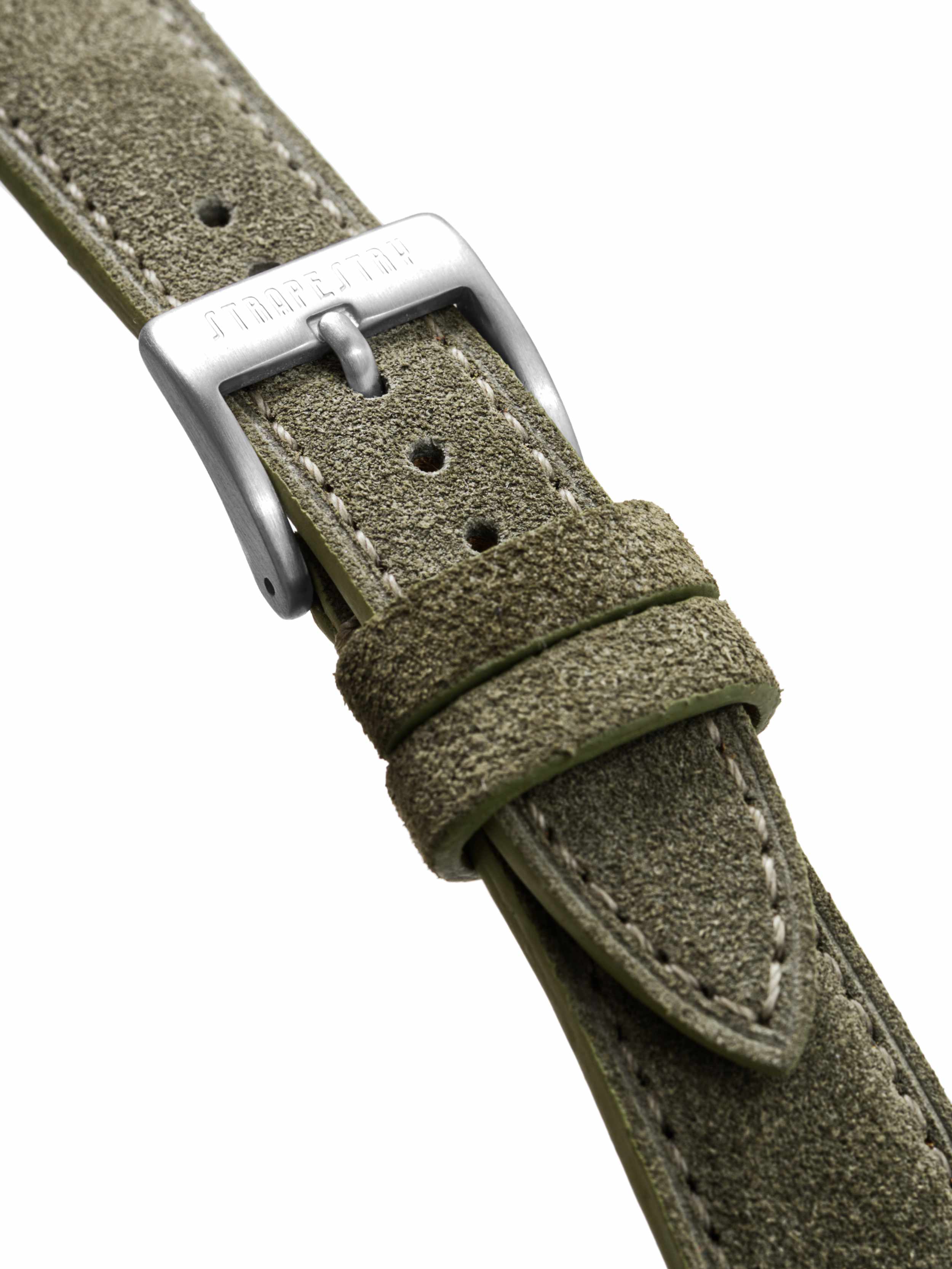 Green Suede Leather Strap Buckle Detail