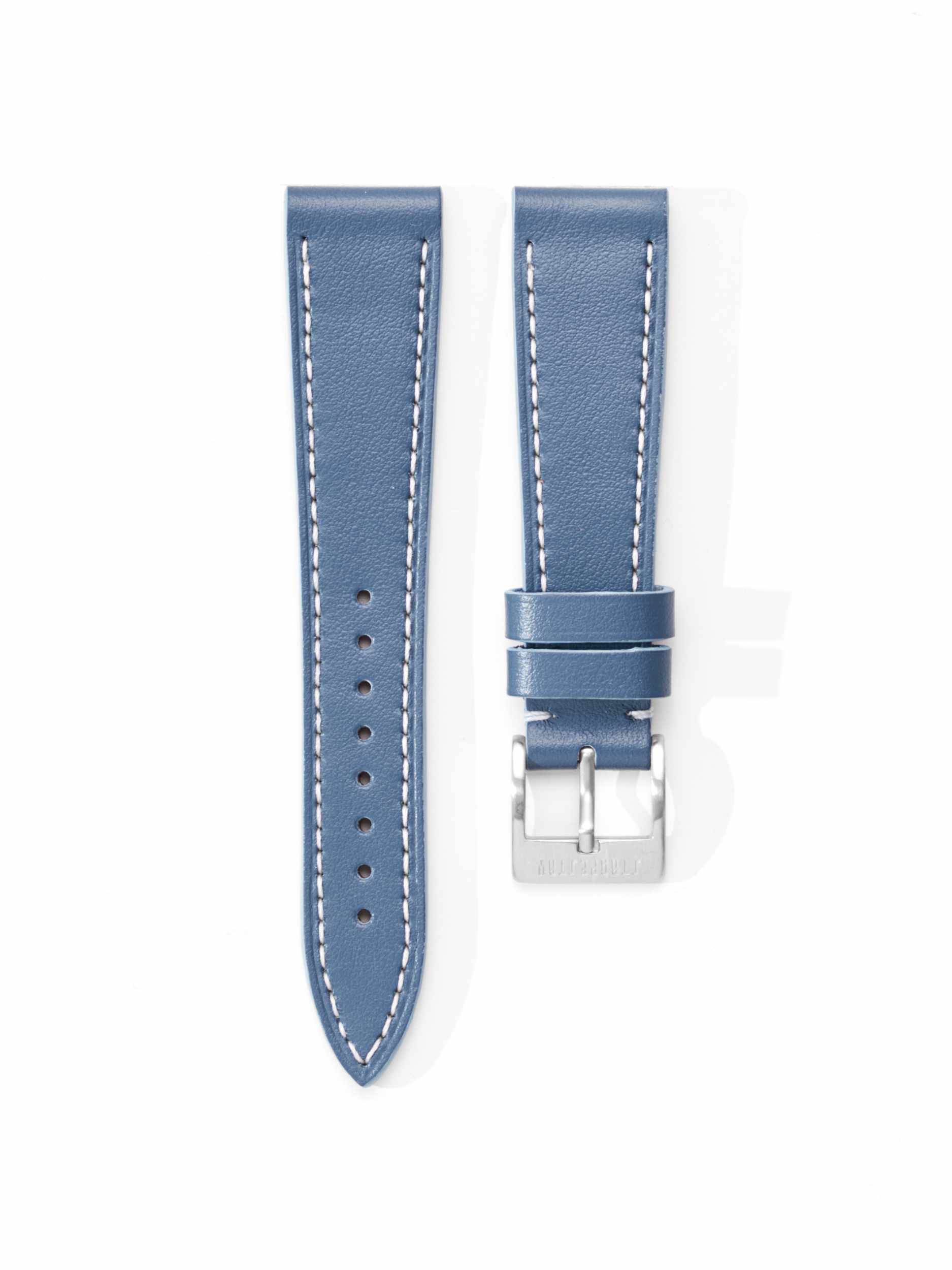 Steel Blue Smooth Calf Watch Strap Front