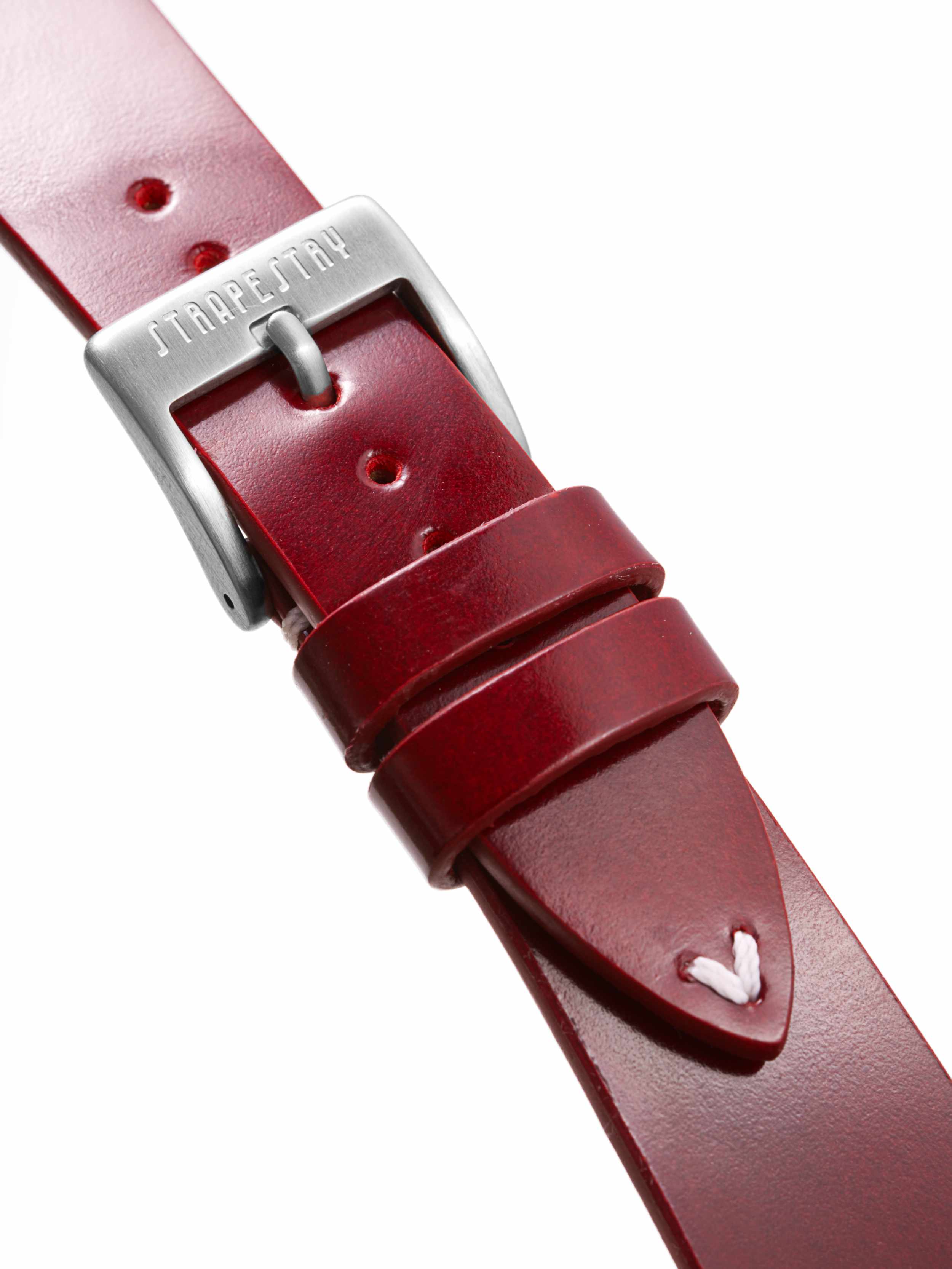 Maroon Burgundy Smooth Calf Leather Strap Buckle Detail