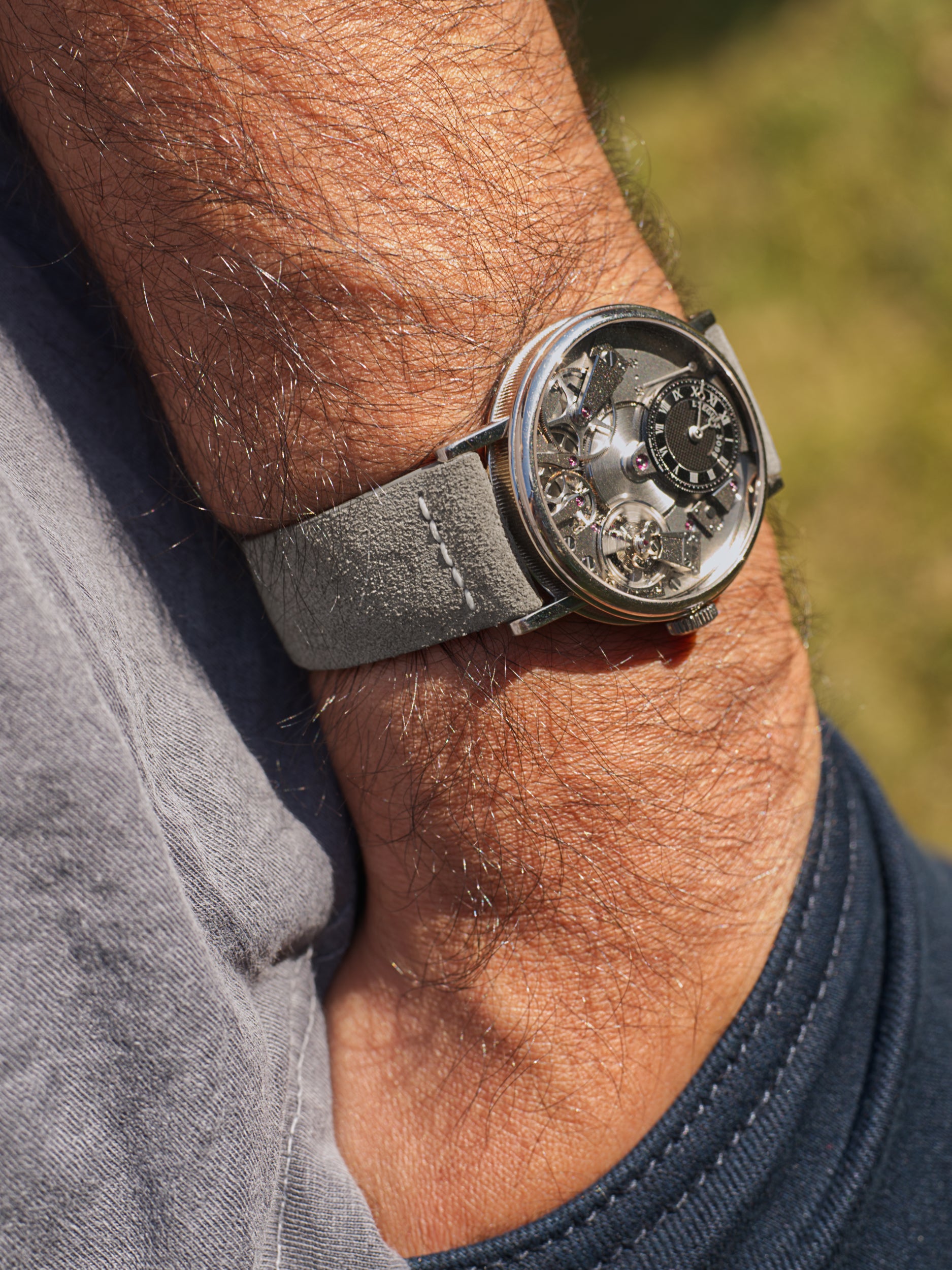 Stone Grey Suede Leather