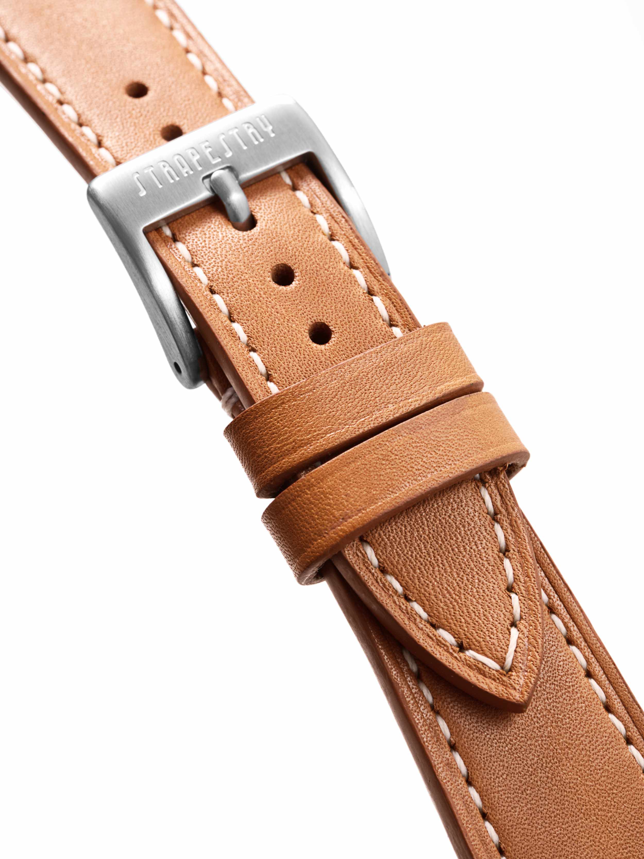 Tan Smooth Leather Strap Buckle Detail Strapestry