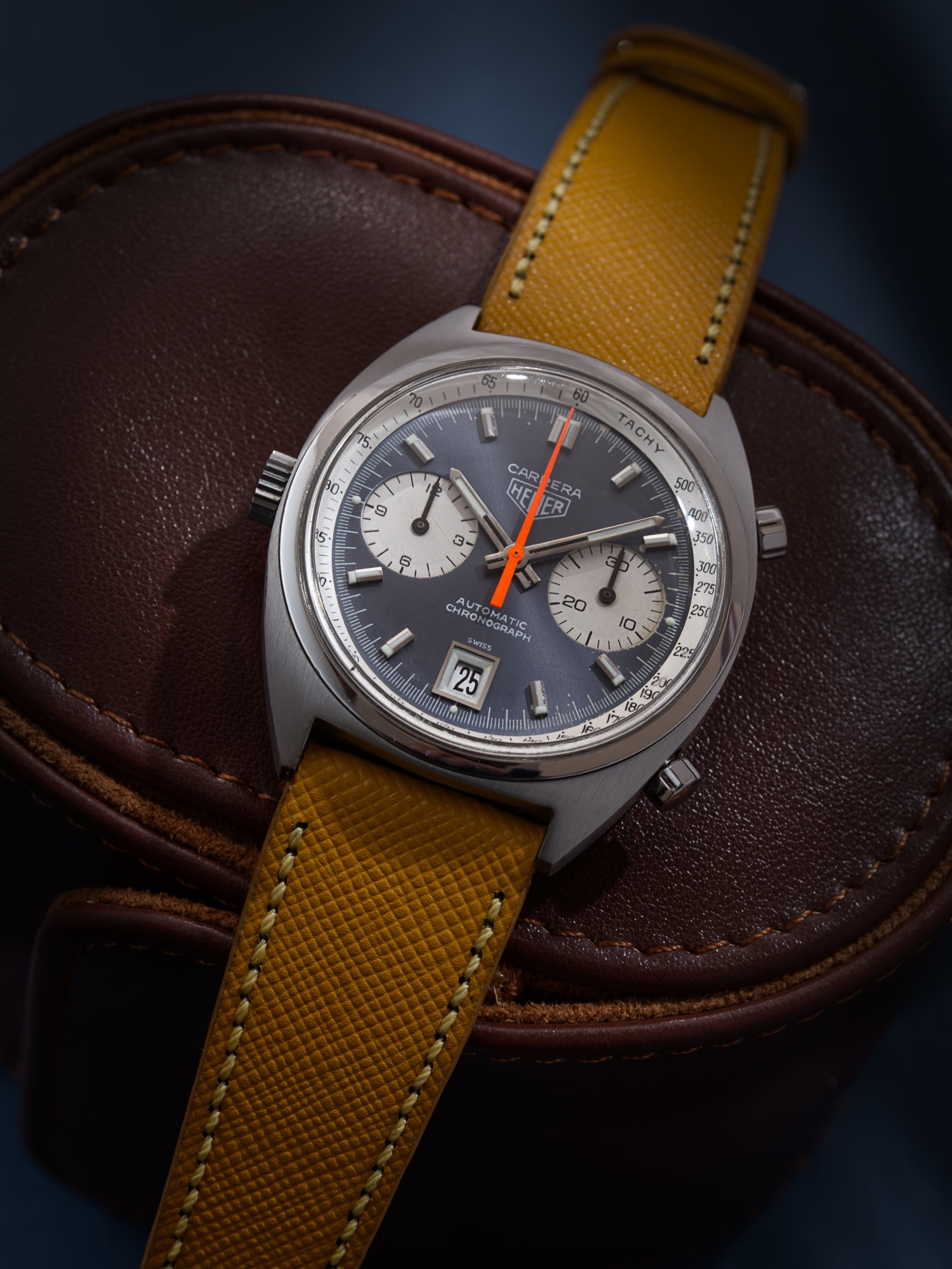 Yellow Saffiano Leather Strap Heuer Carrera