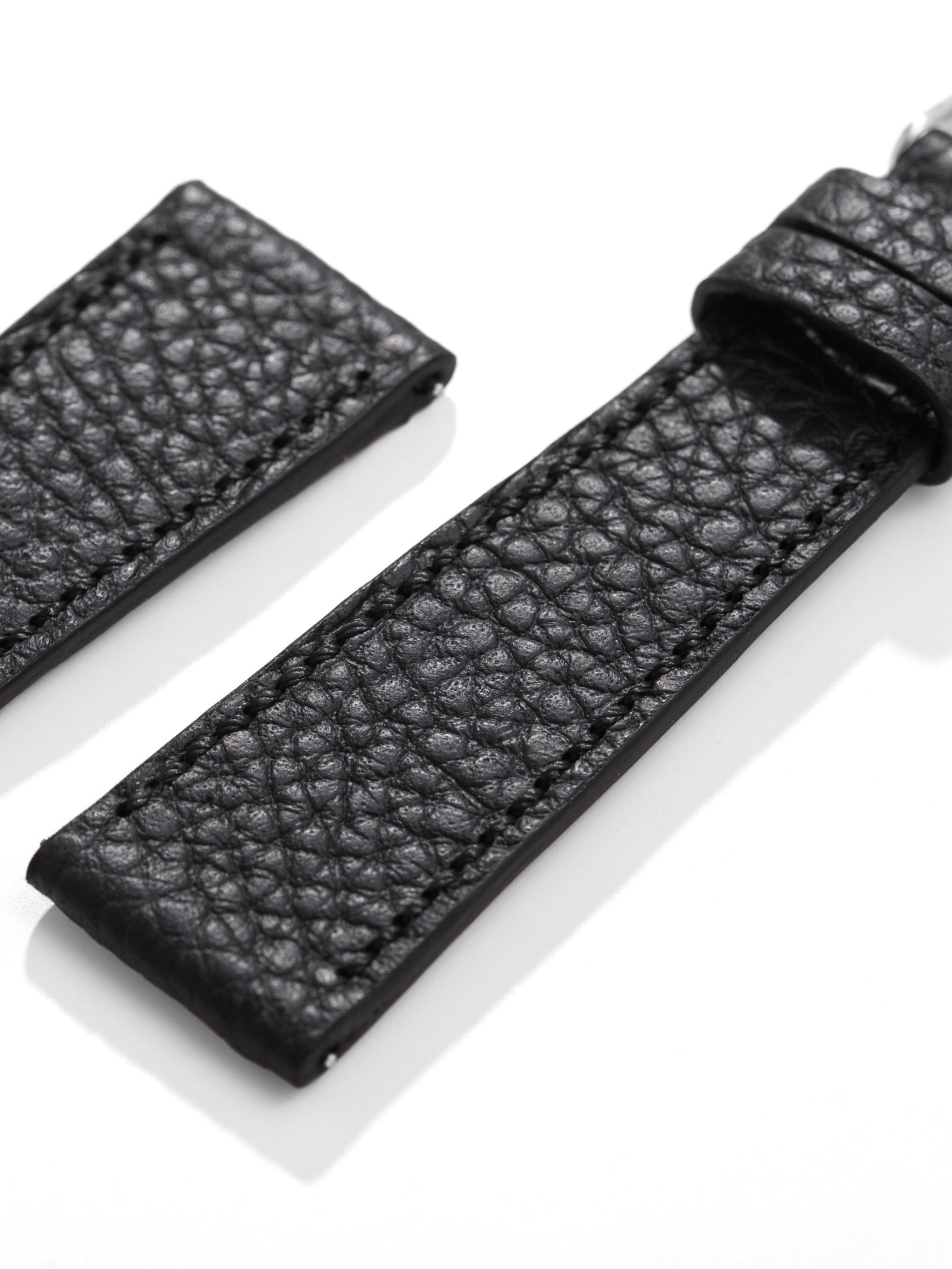 Black Togo Leather Strap Close Angle