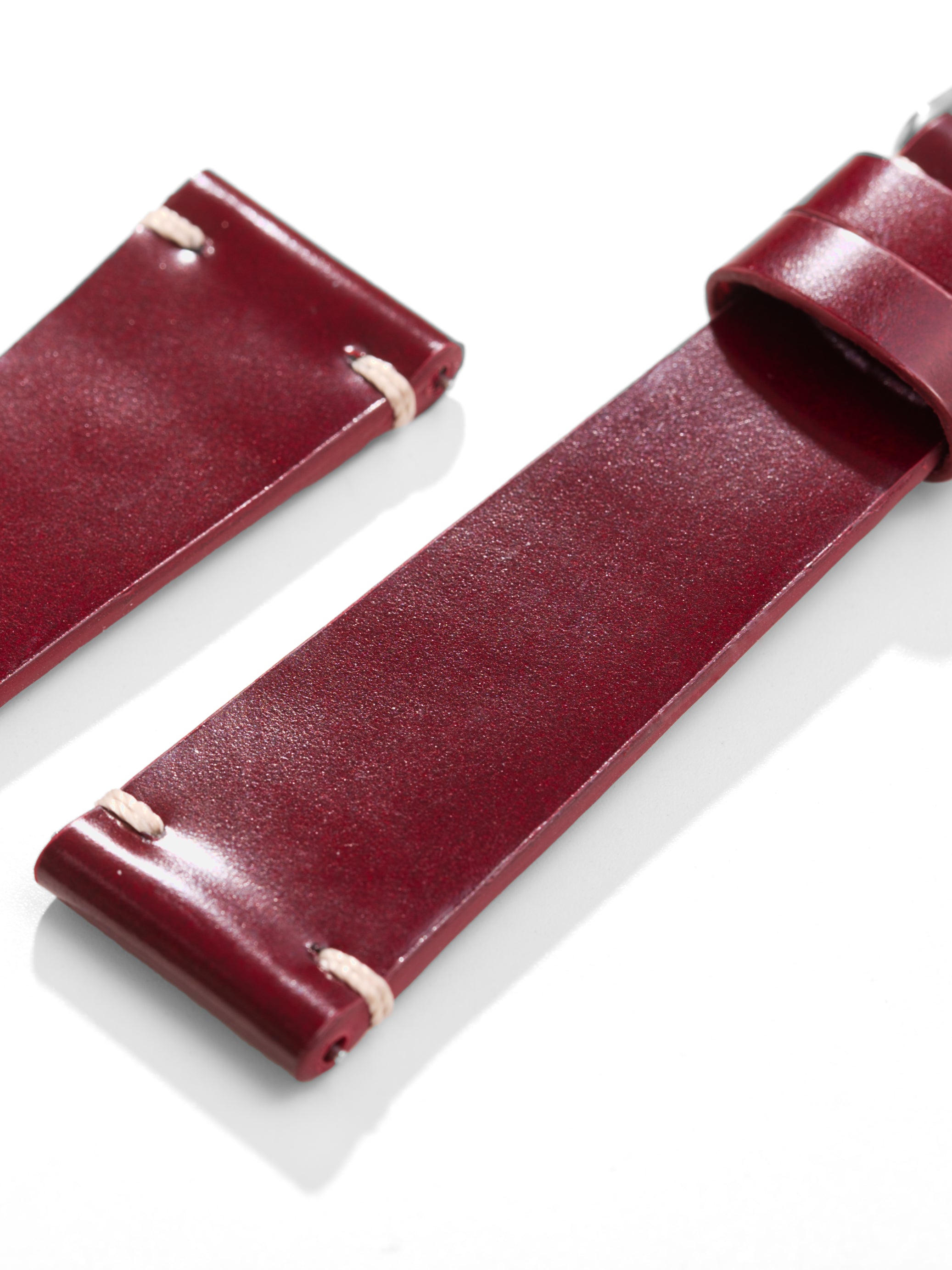 Maroon Burgundy Smooth Calf Watch Strap Close Angle