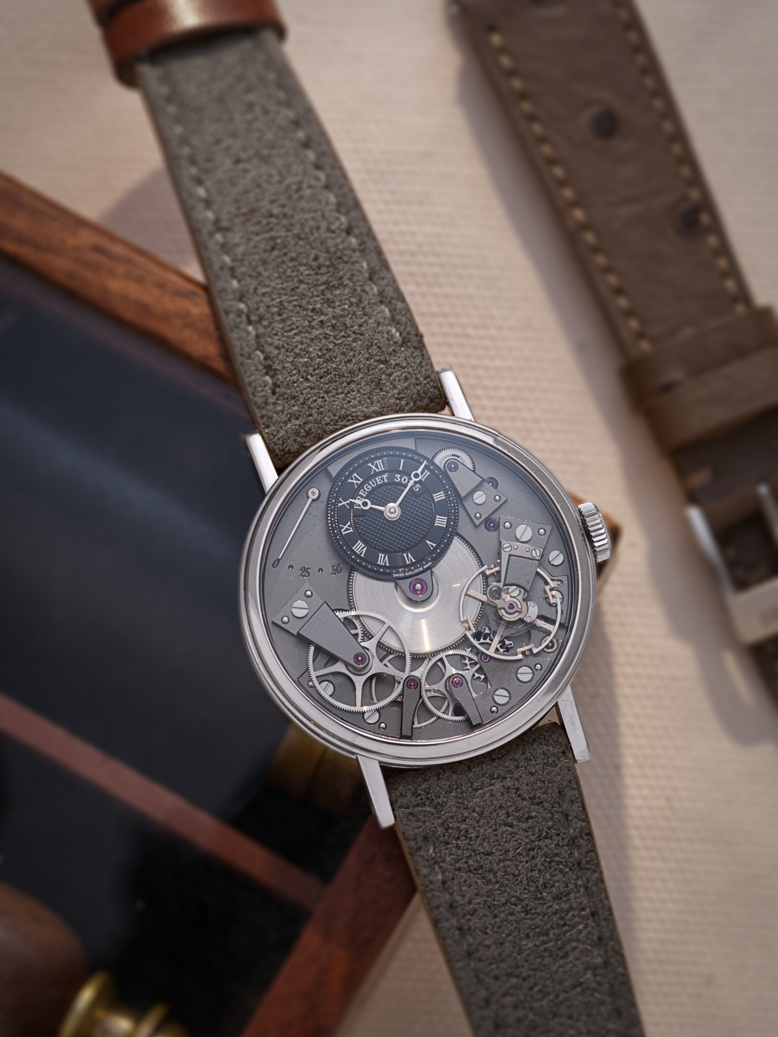 Warm Grey Suede Leather