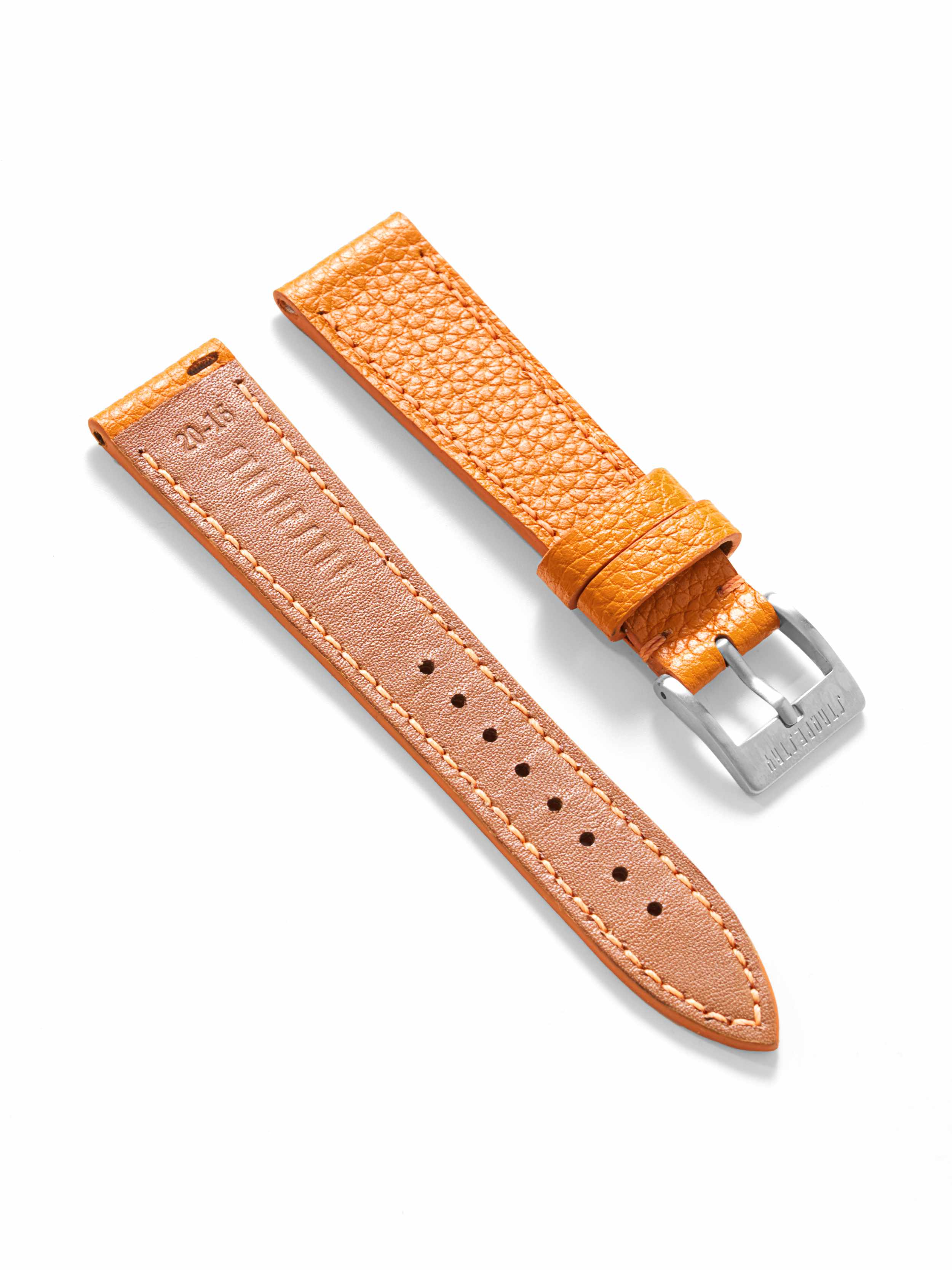 Orange Togo  Leather Watch Strap