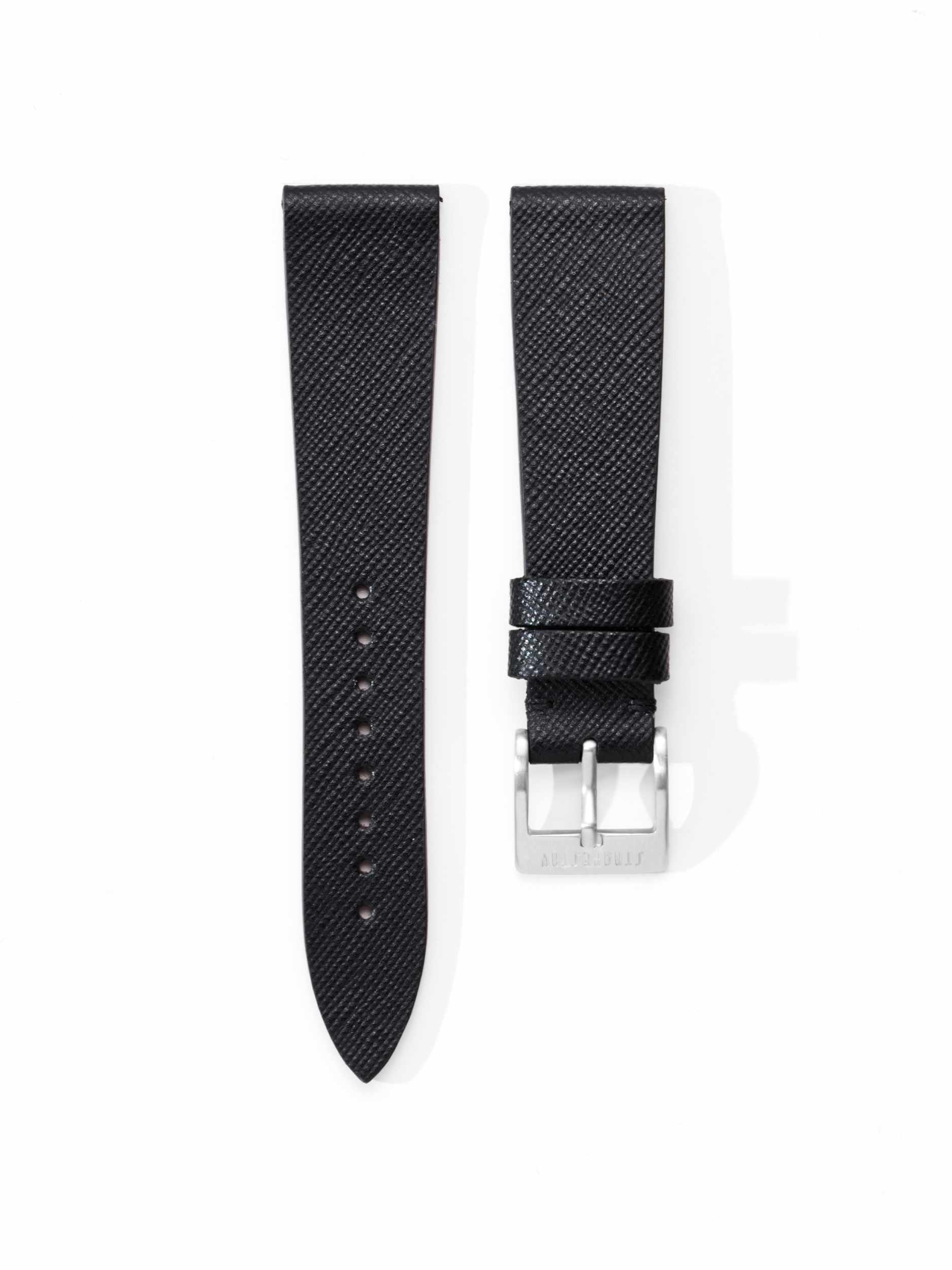 Black Saffiano Leather Strap Front