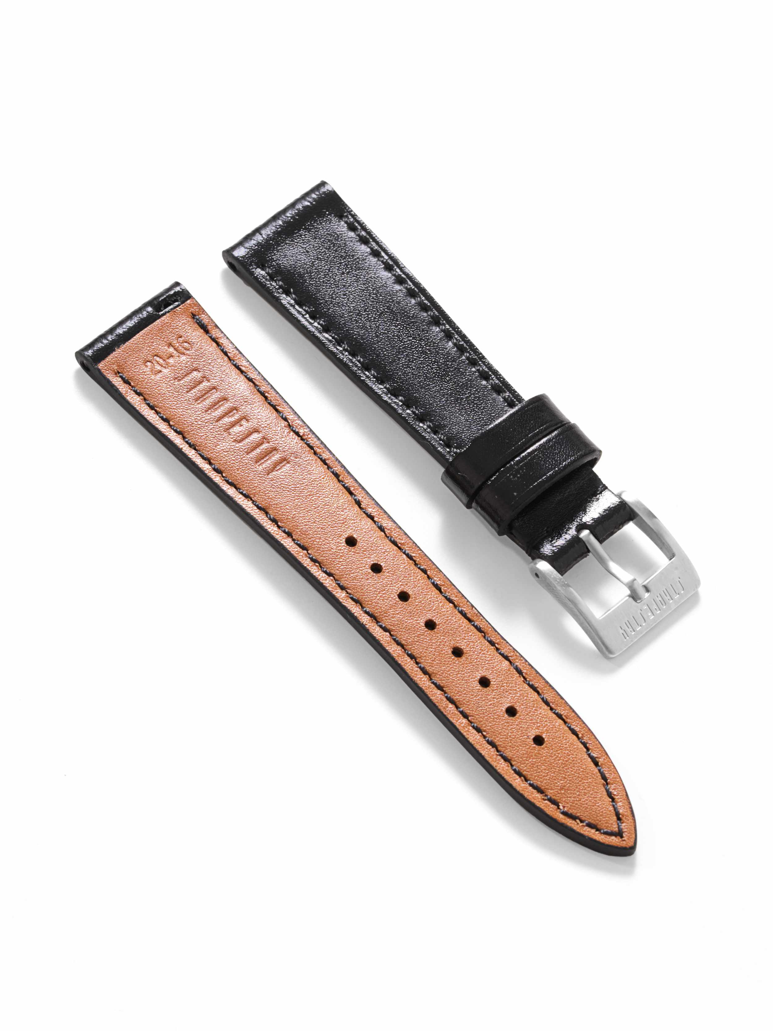 Smooth Black Leather Strap Angle