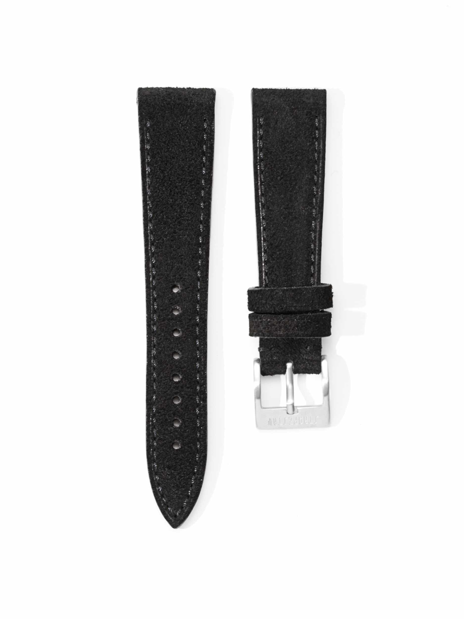 Black Suede Leather Watch Strap Front