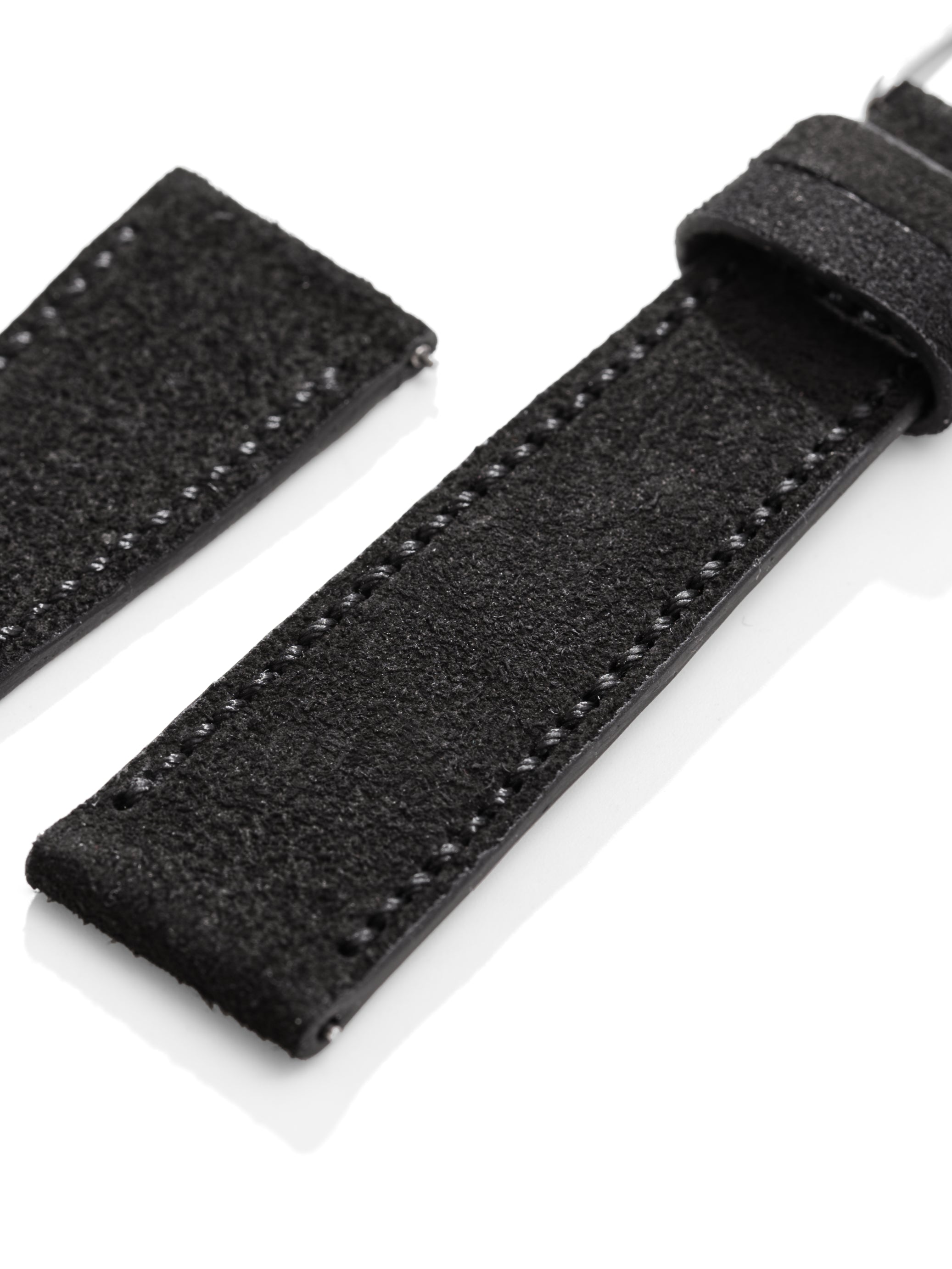 Black Suede Leather Strap Close Angle