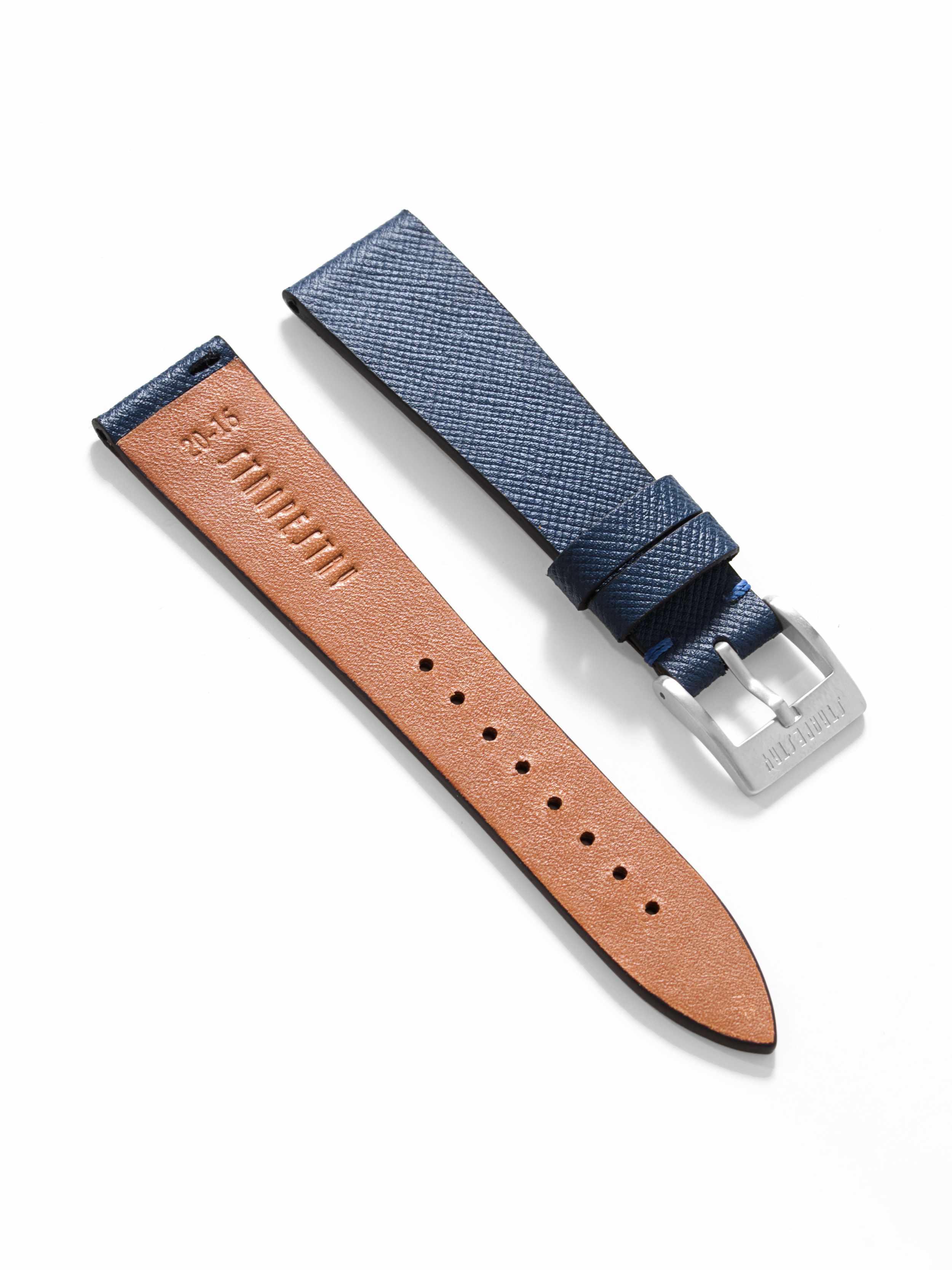 Blue Saffiano Leather Strap Angle