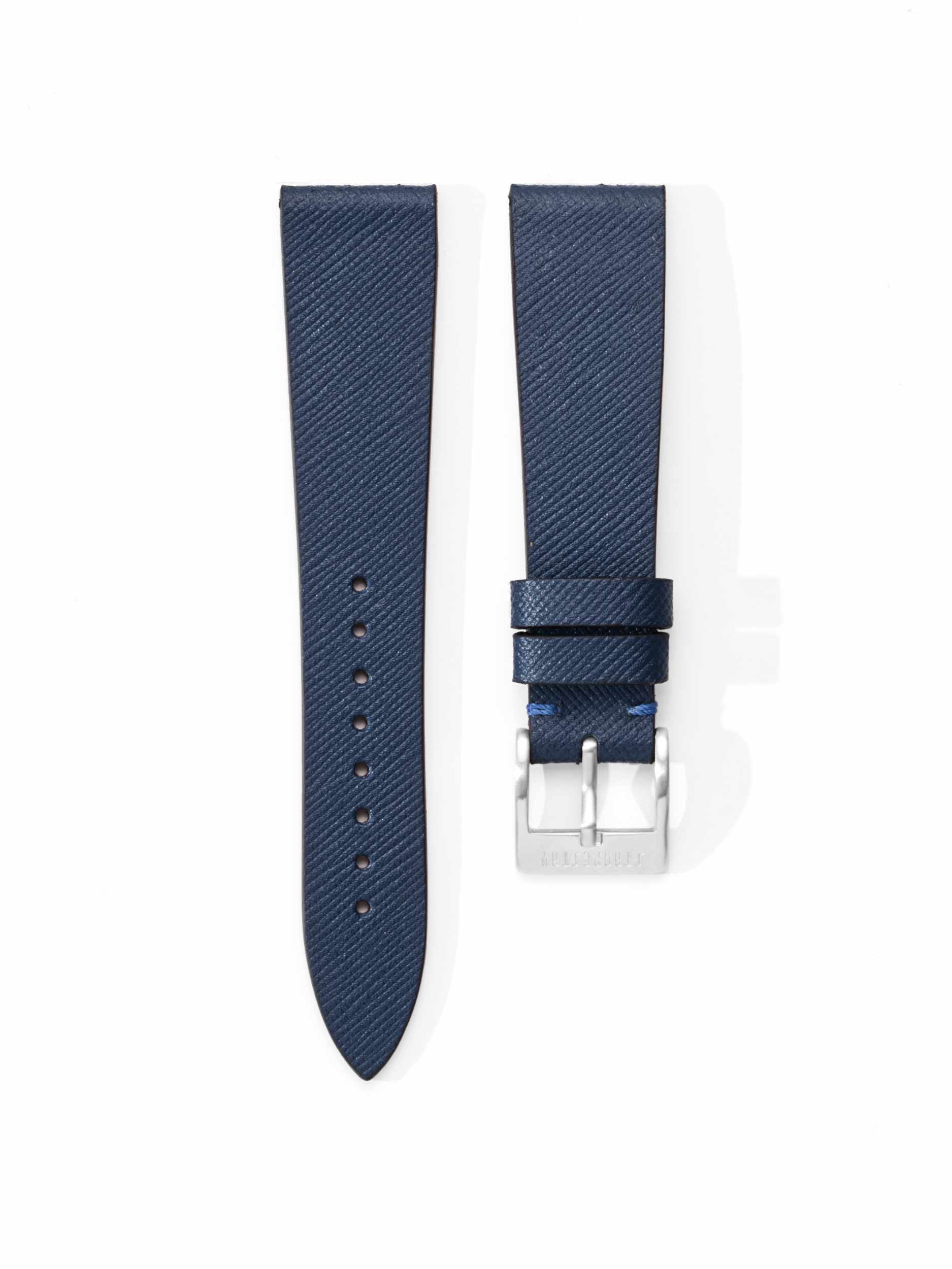 Blue Saffiano Leather Strap Front