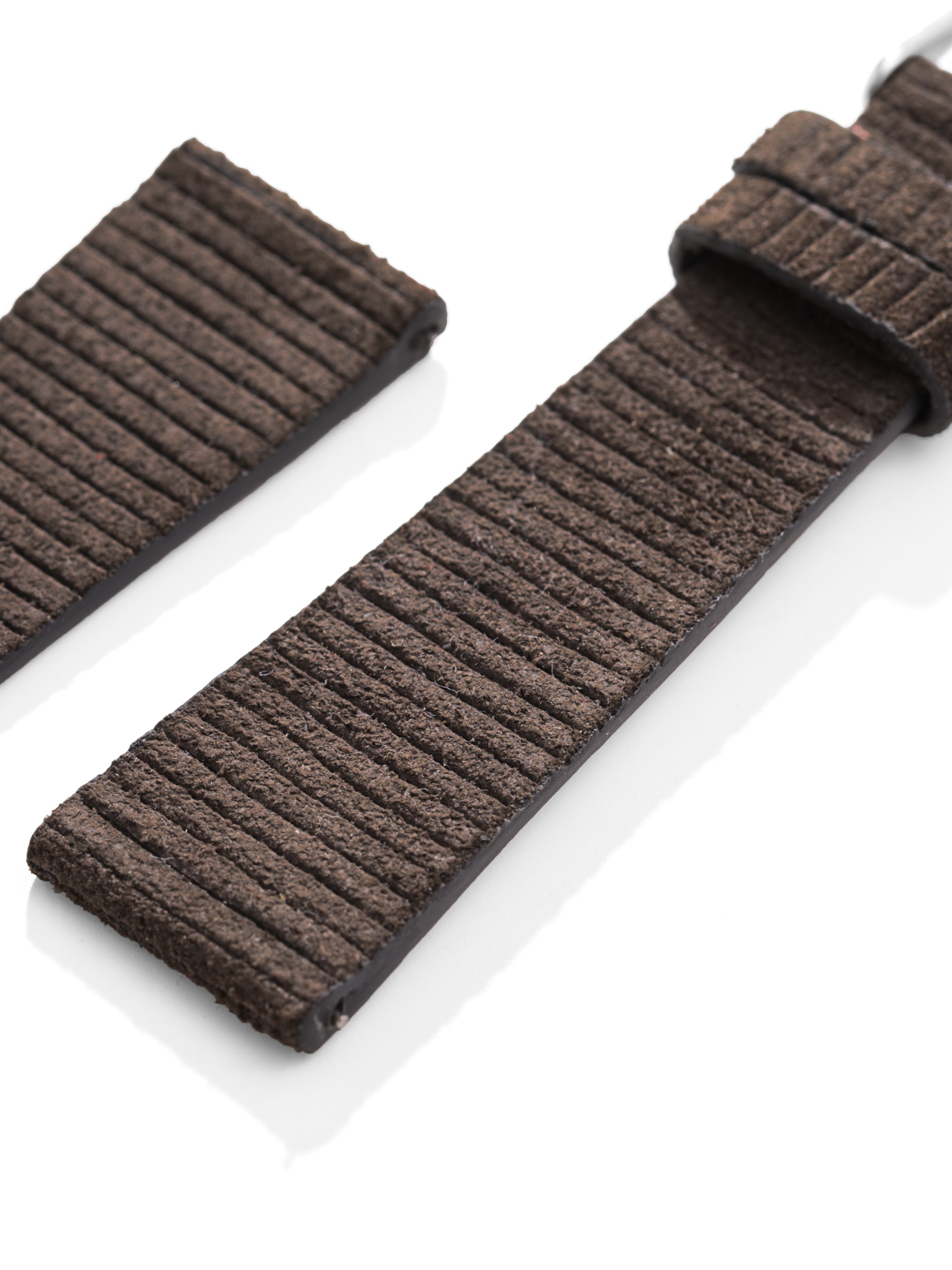 Brown Suede Corduroy Leather Strap Side Detail