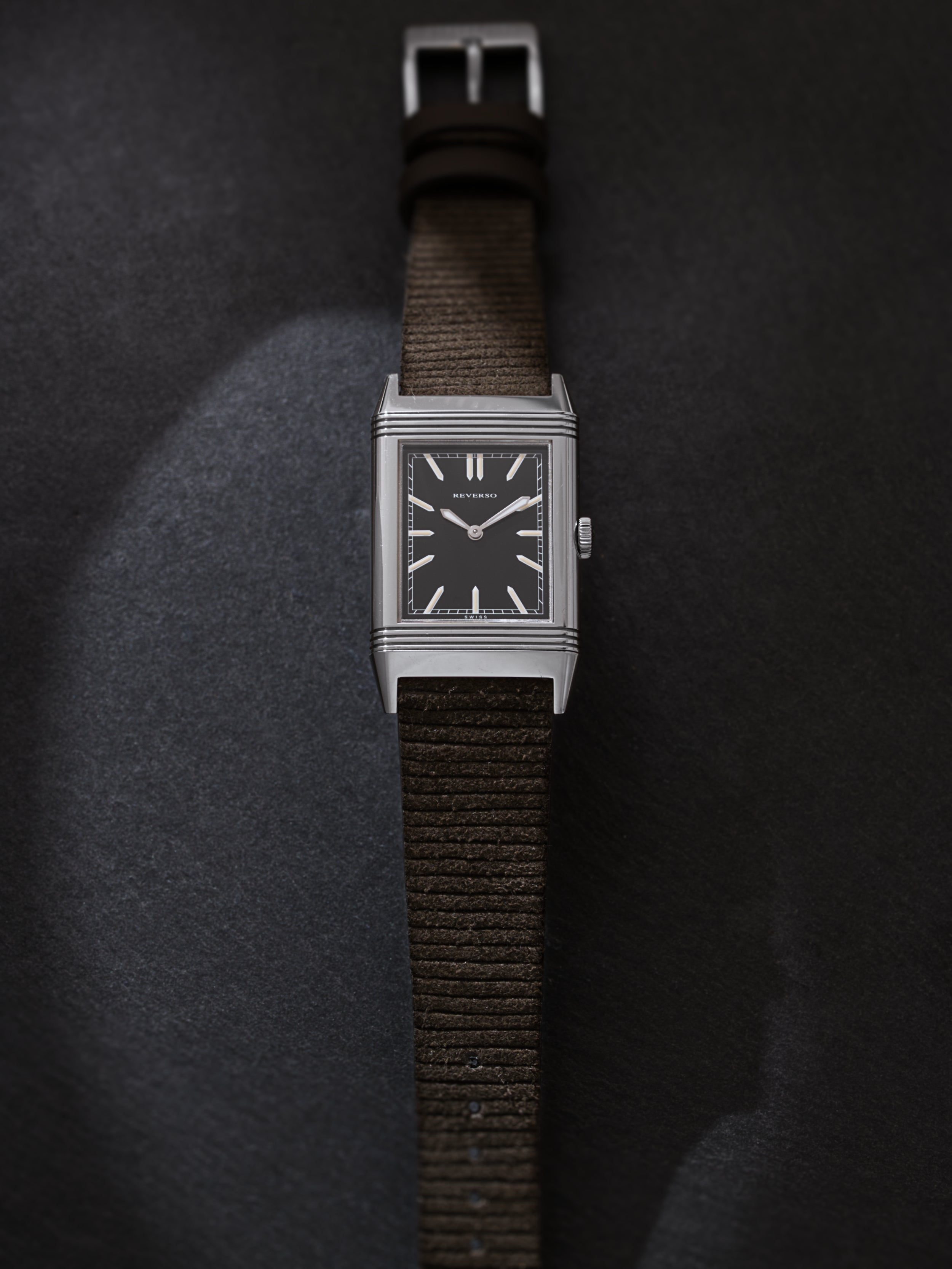 Brown Corduroy Suede Leather Strap Reverso