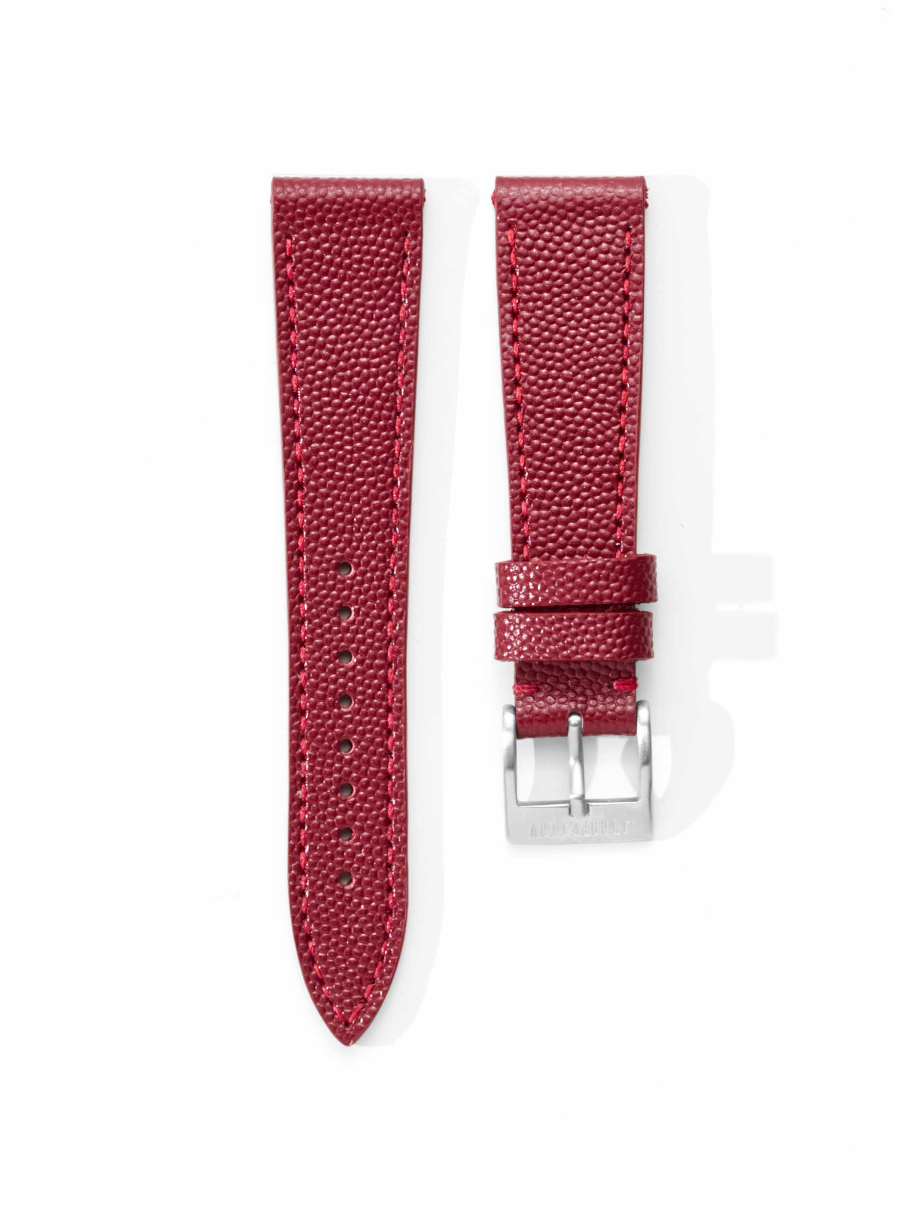 Pebble Grain Burgundy Leather Strap Front