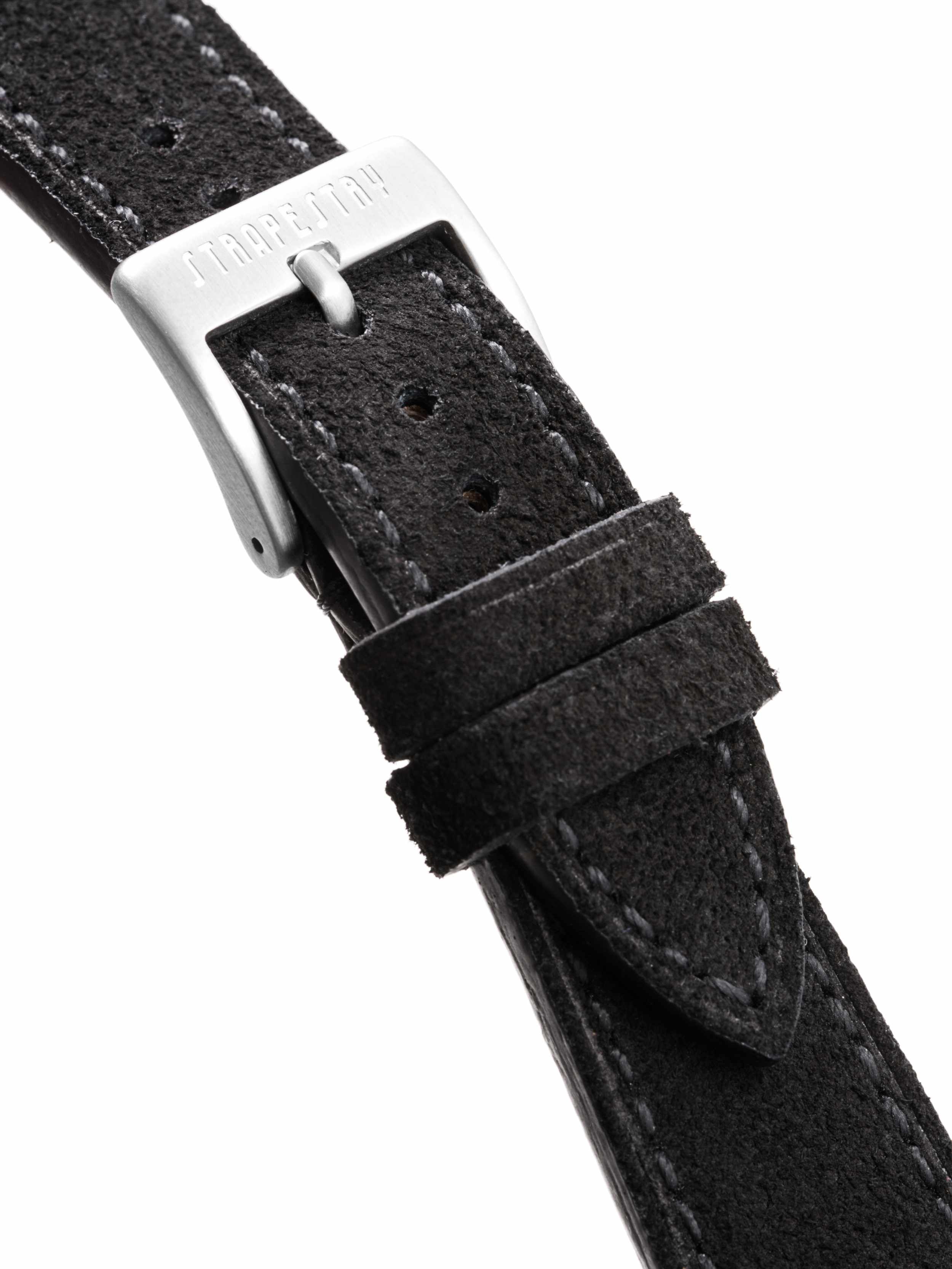 Black Suede Leather Strap Buckle Detail