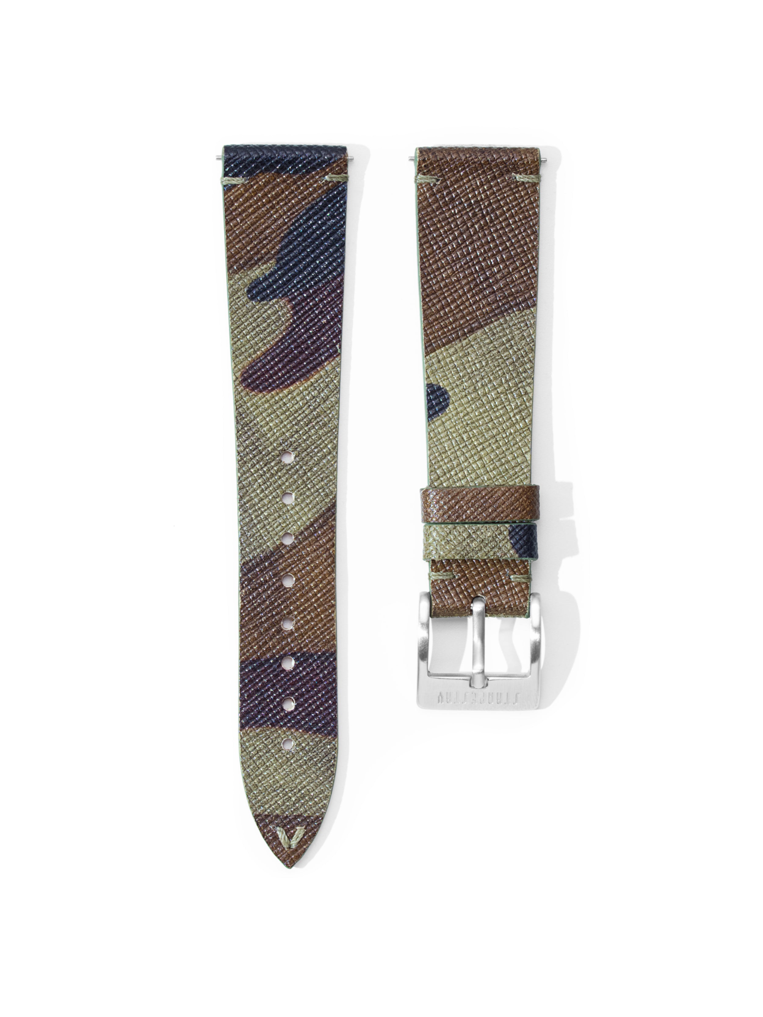 Green Camo Saffiano Leather
