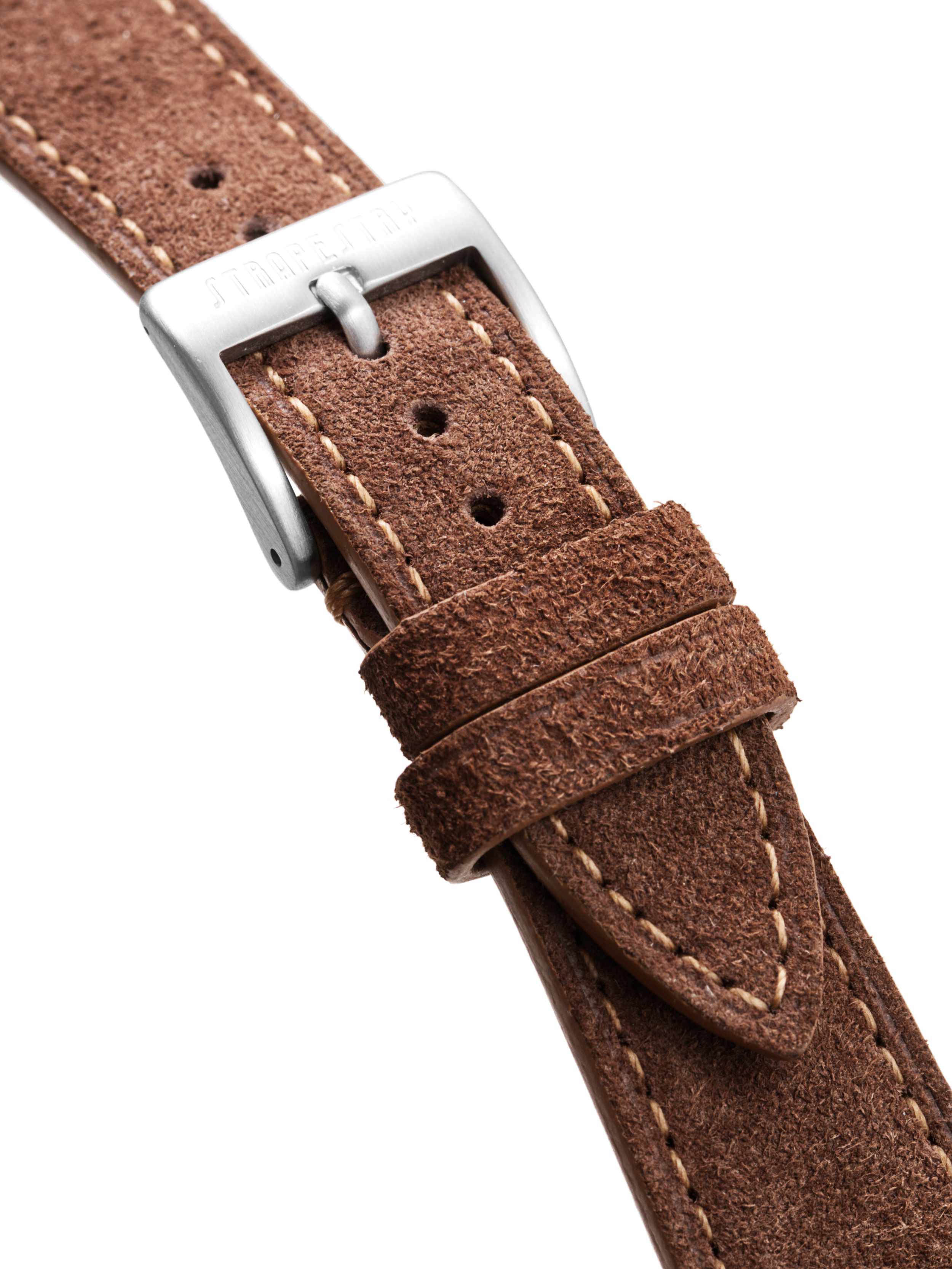 Brown Suede Leather Strap Buckle Detail