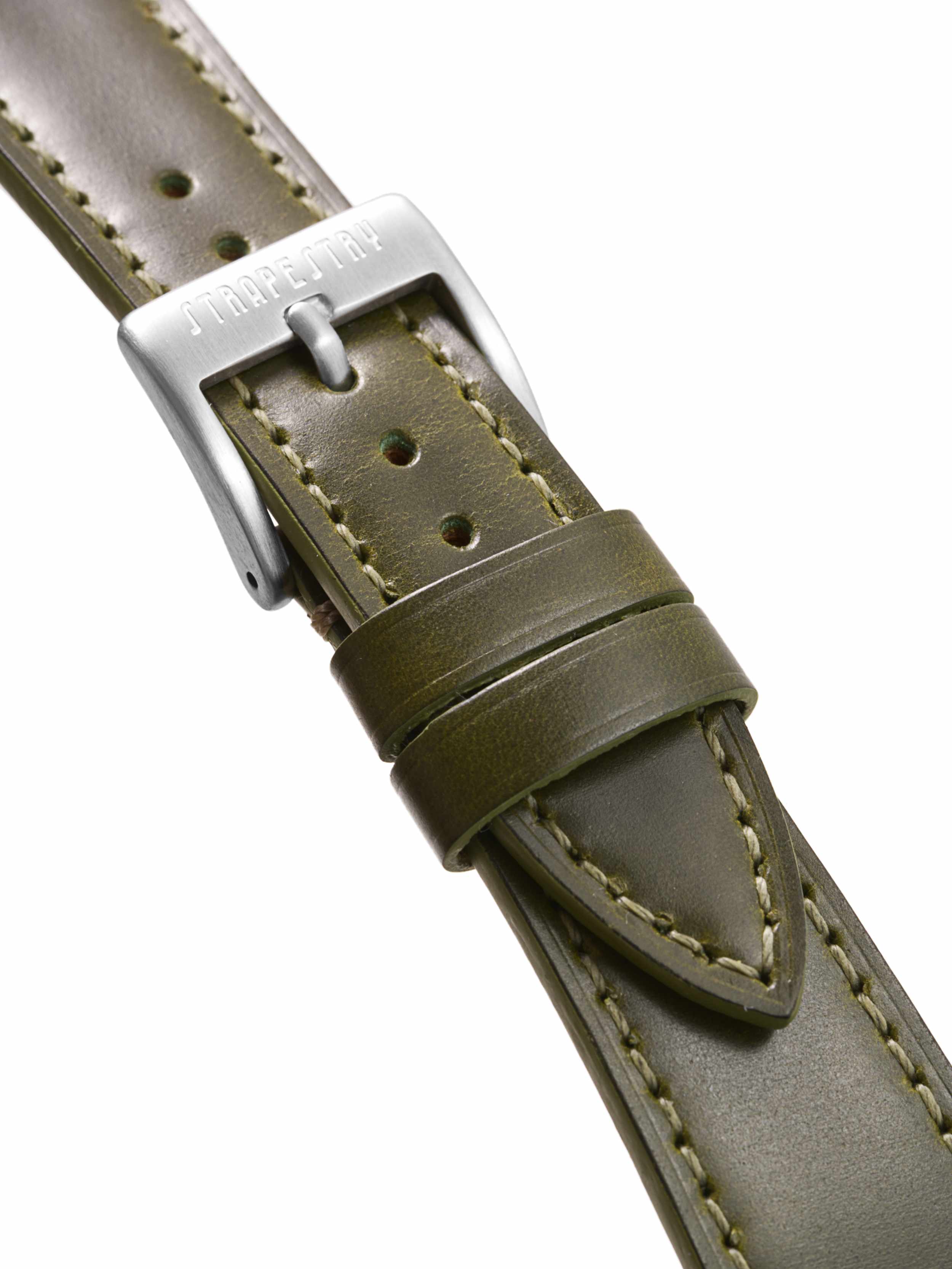 Green Smooth Calf Leather Strap Buckle Detail