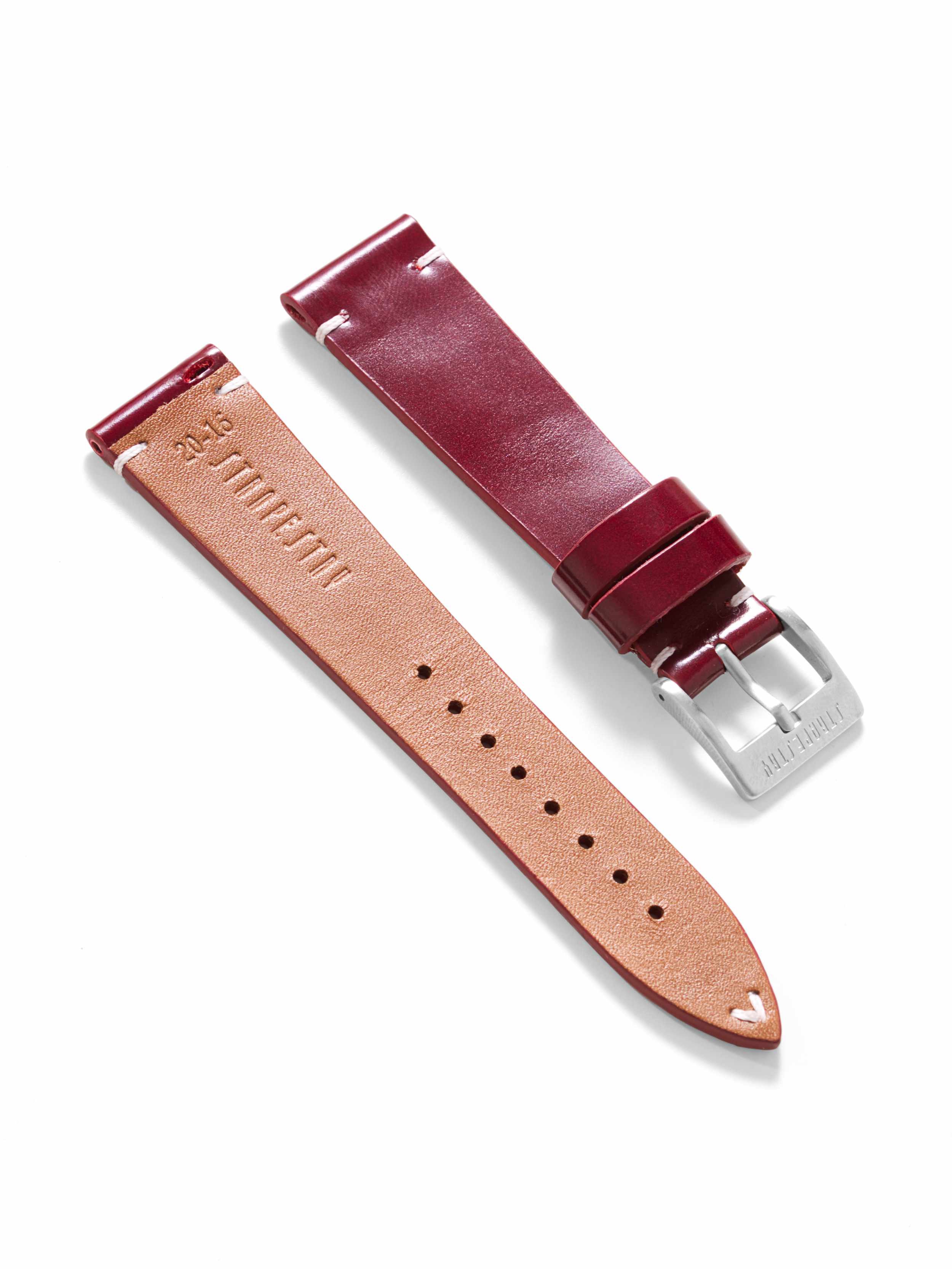 Maroon Burgundy Leather Strap Angle