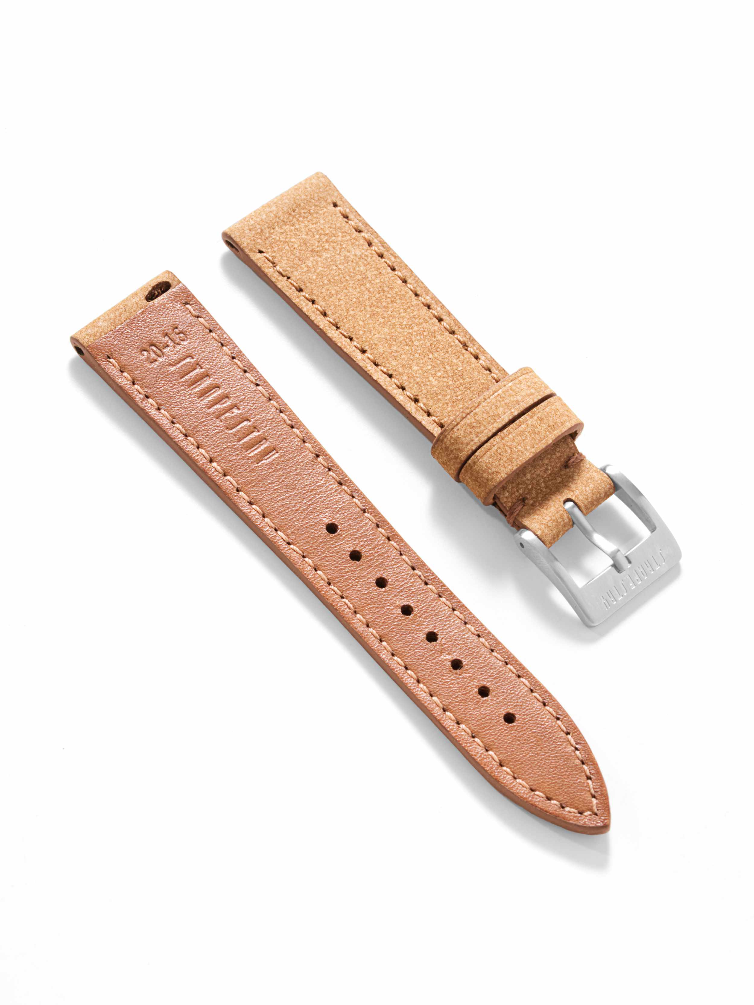 Sand Beige Nubuck Leather Strap Angle