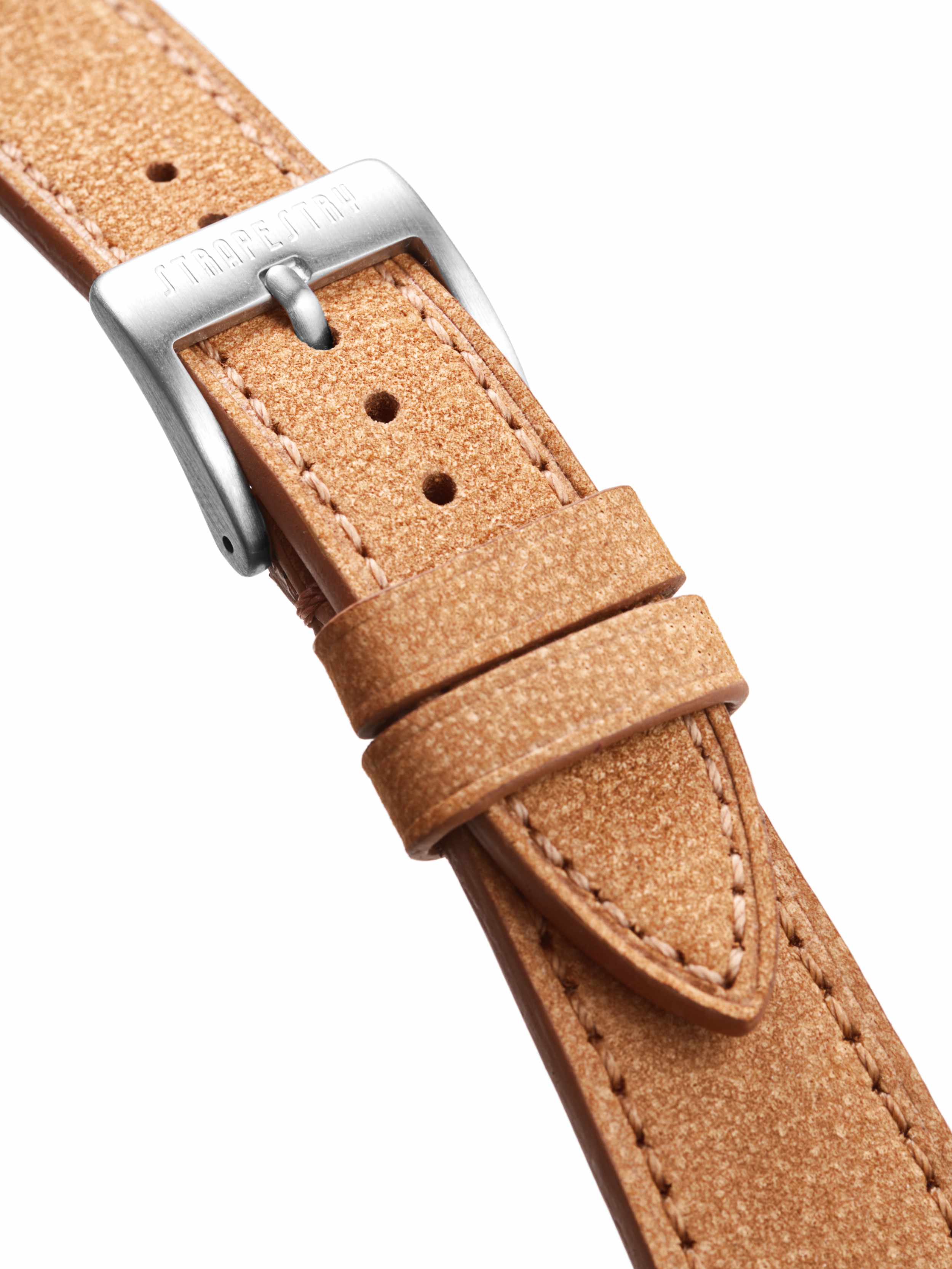 Sand Beige Nubuck Leather Strap Buckle Detail