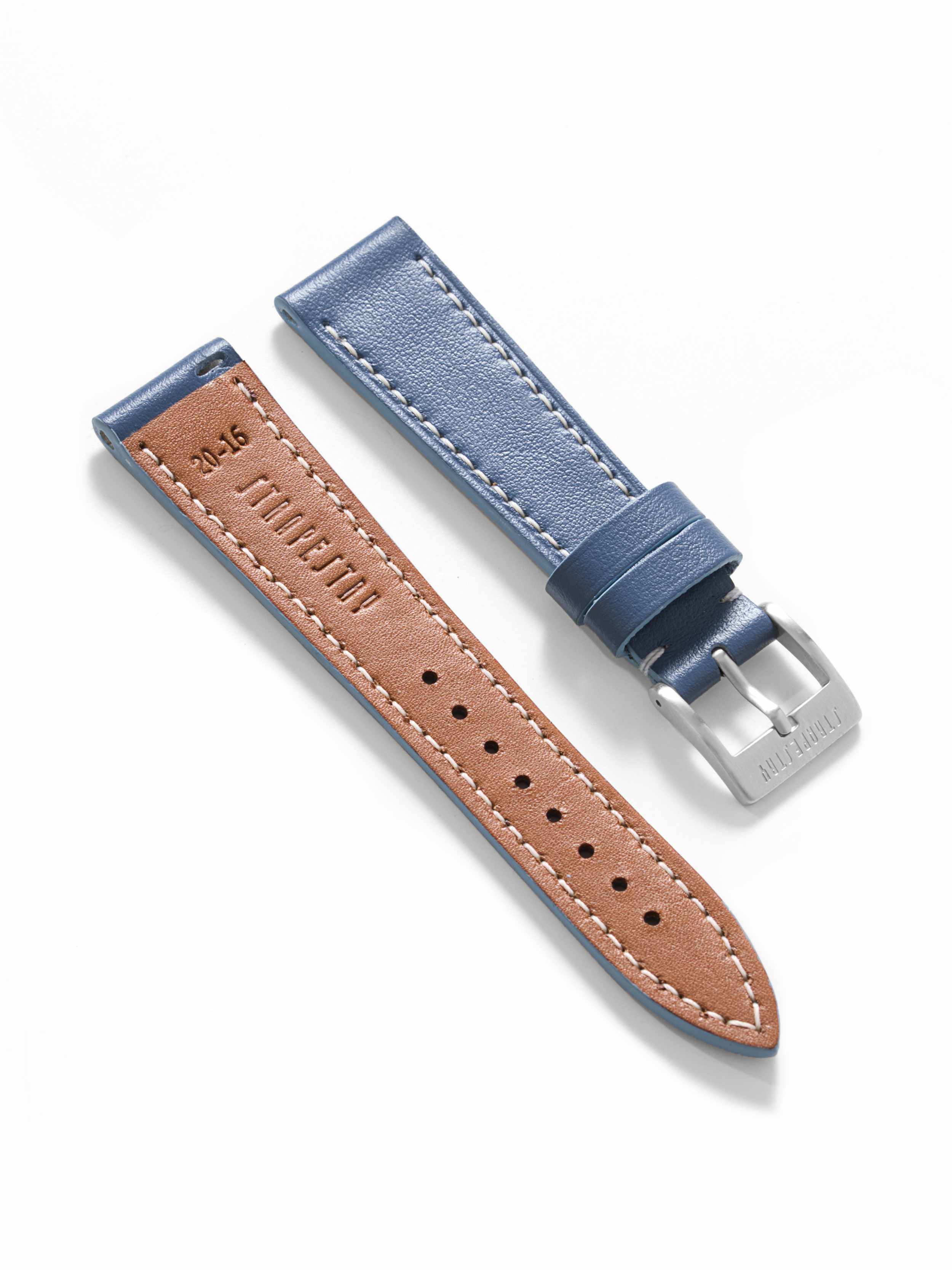 Steel Blue Smooth Calf Leather Strap Angle