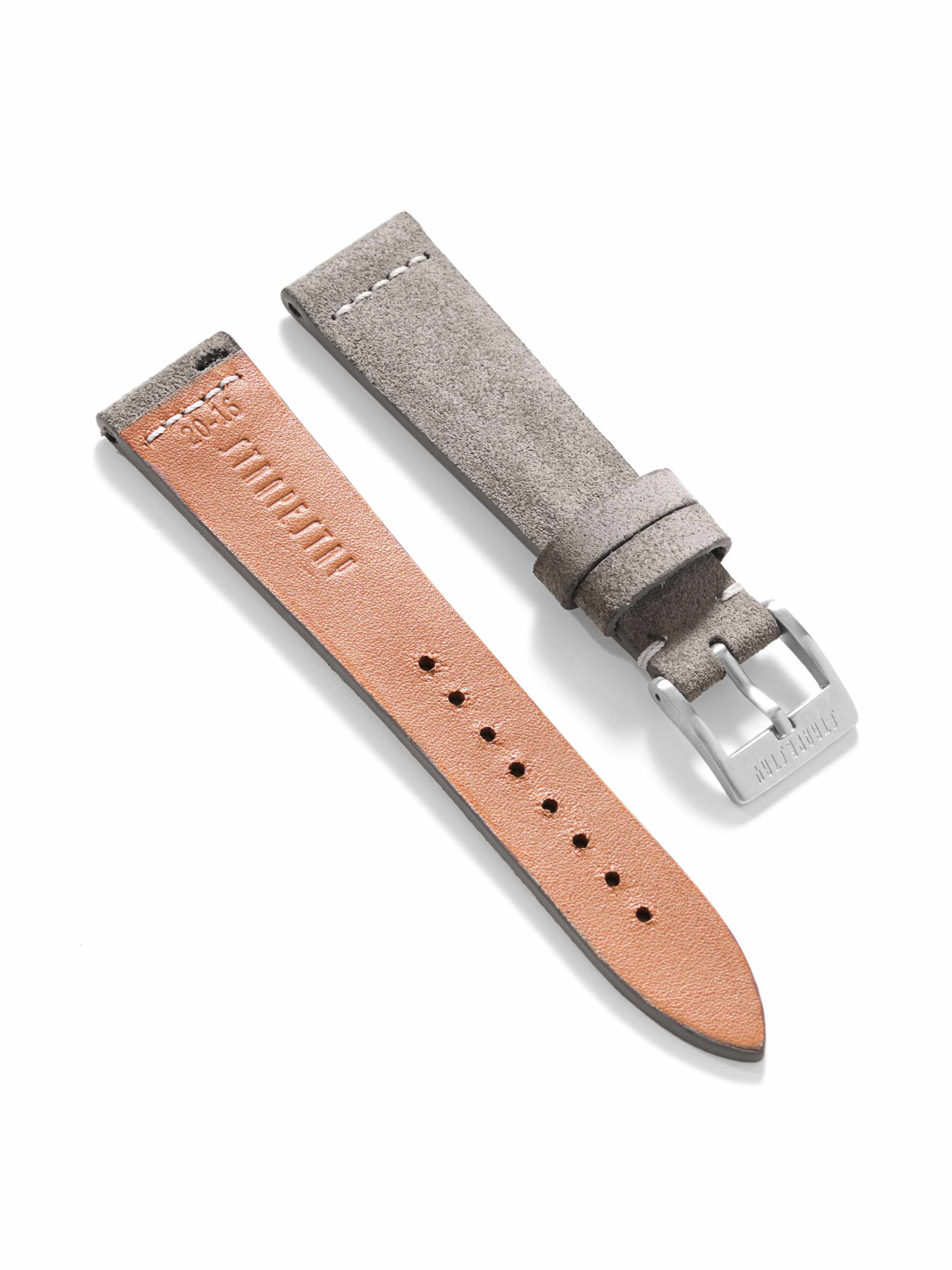 Stone Grey Suede Leather Strap Angle