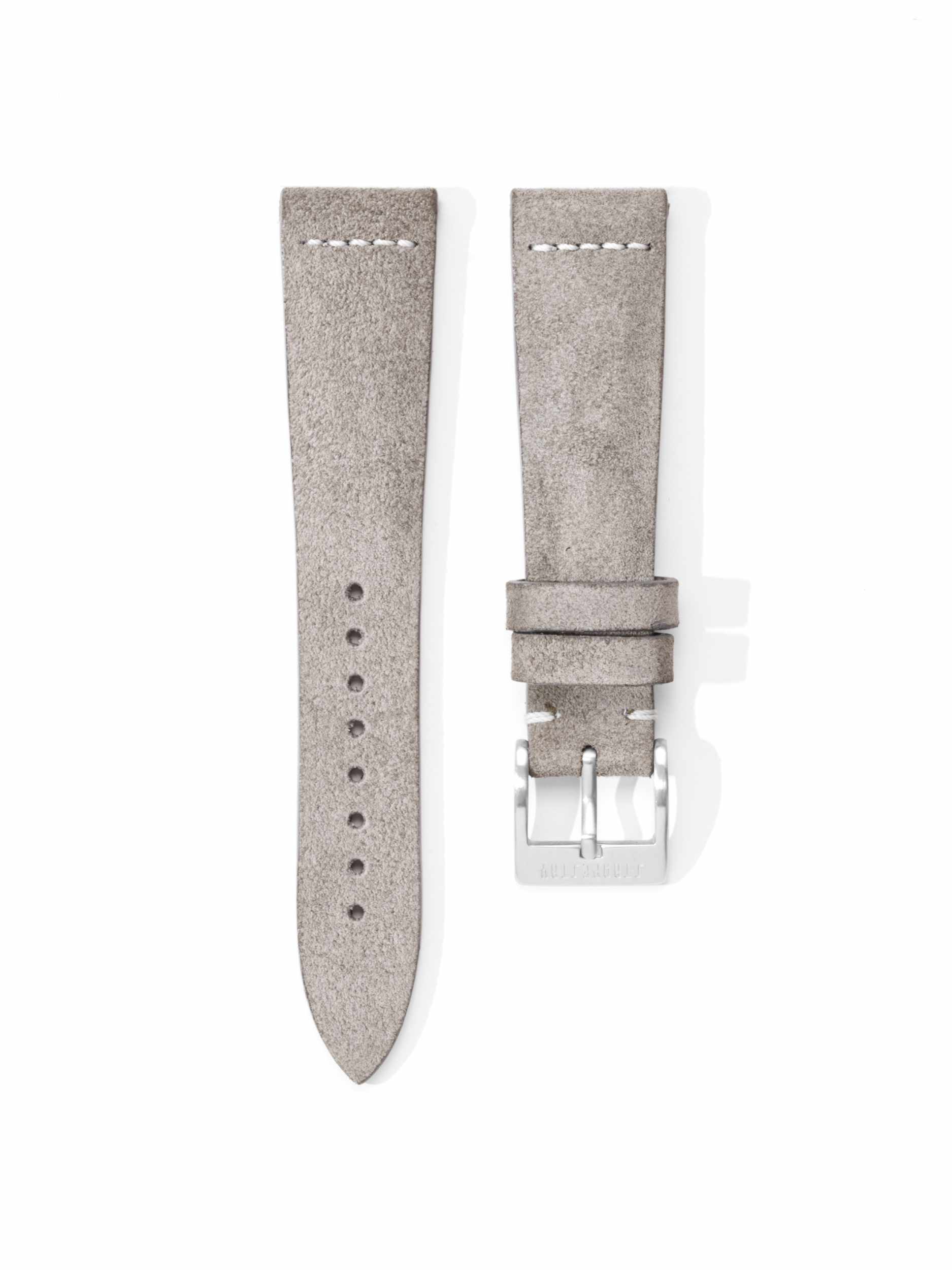 Stone Grey Suede Leather Strap Front