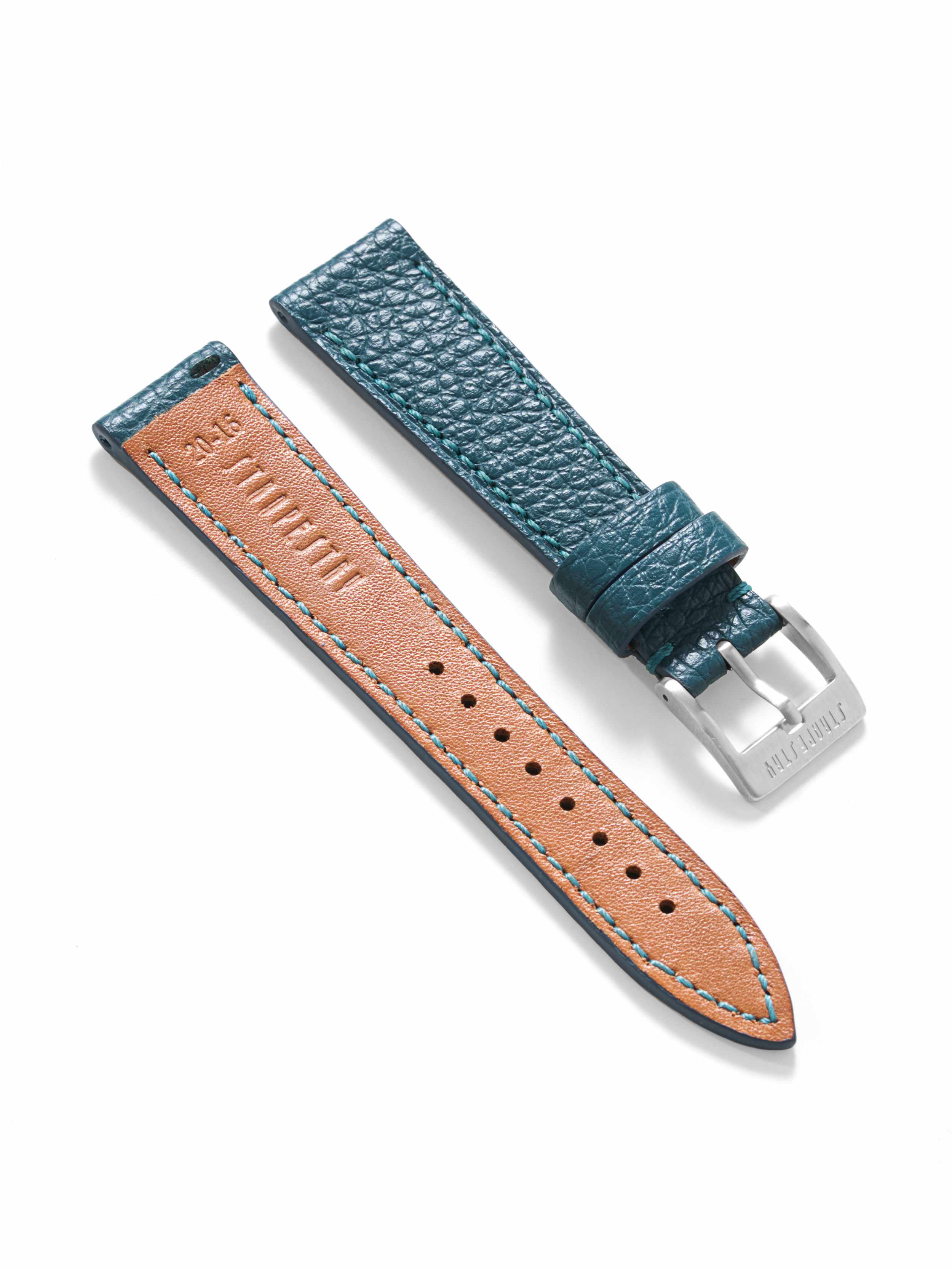 Midnight Green Teal Togo Leather Strap Angle