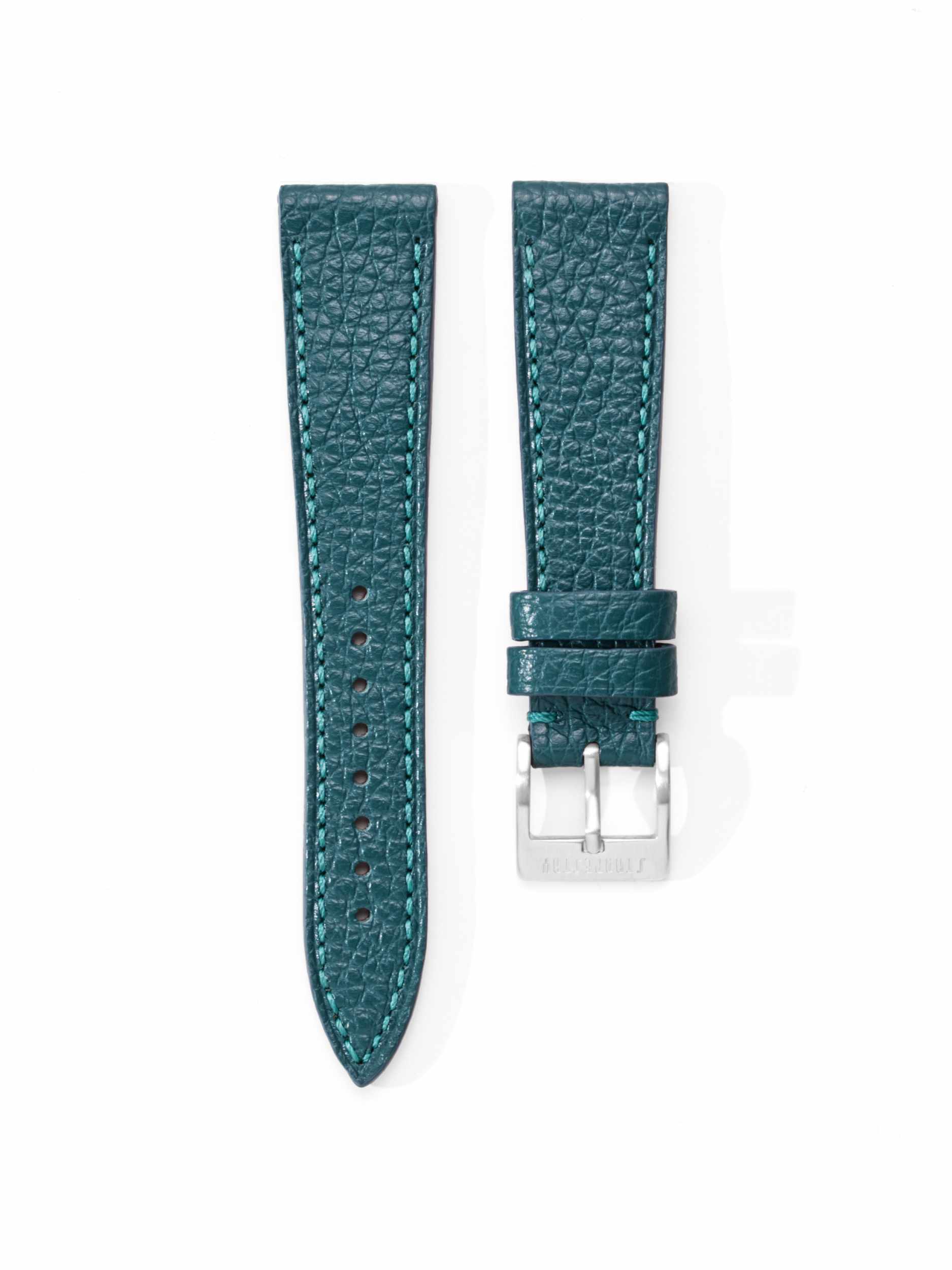 Midnight Green Teal Togo Leather Strap Front