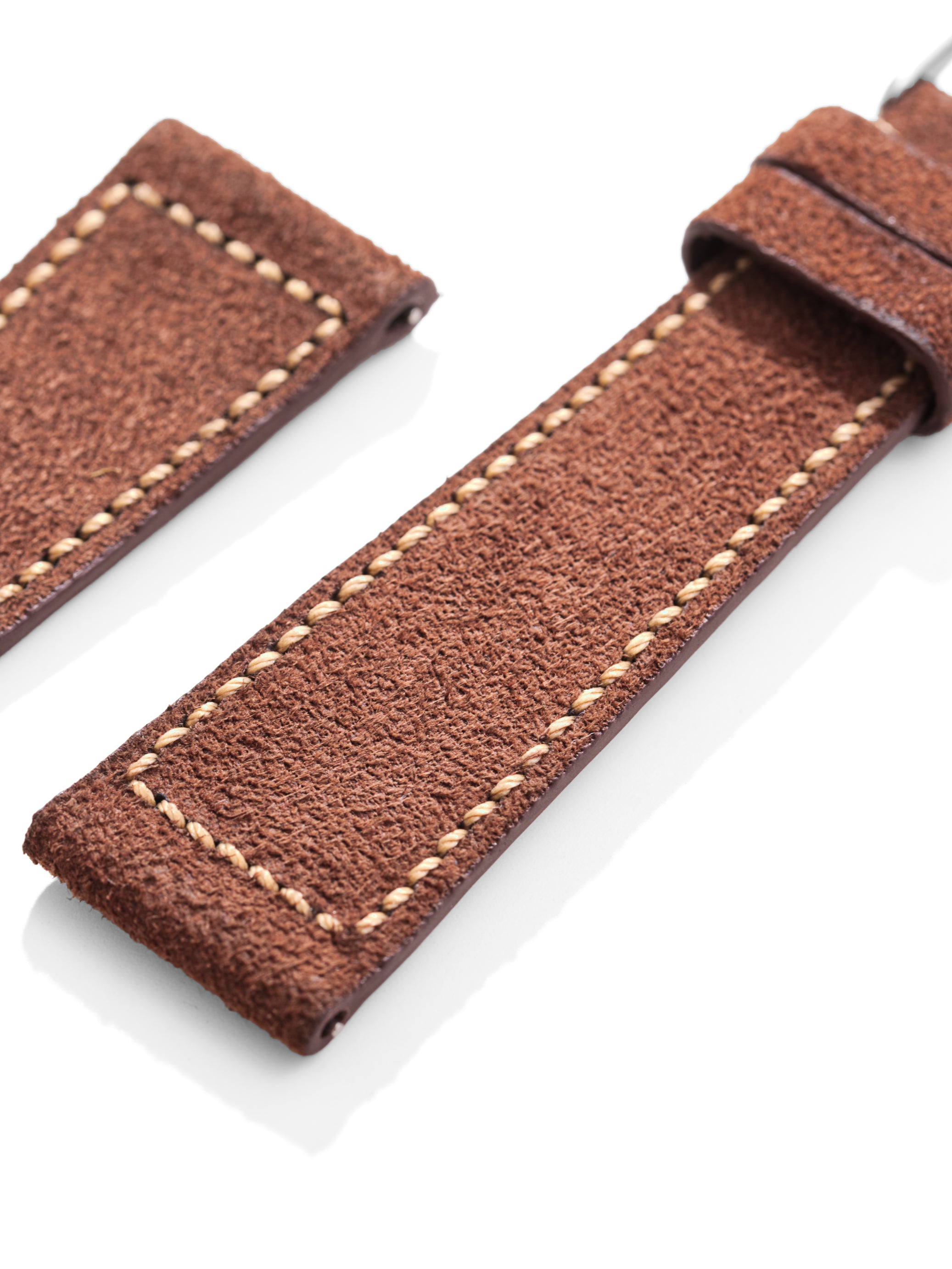 Brown Suede Leather Strap Close Angle