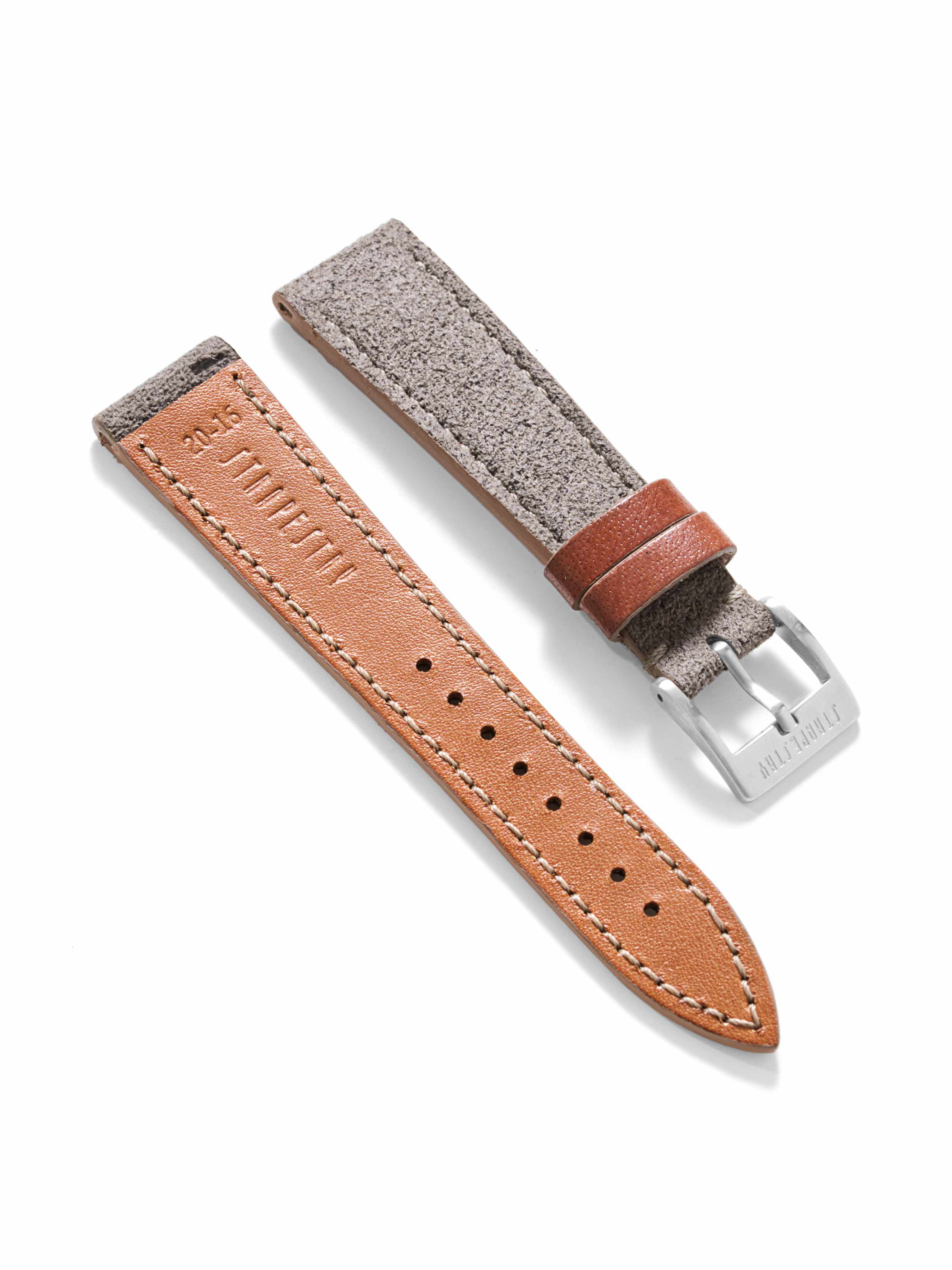 Grey Silky Suede Leather Strap Angle